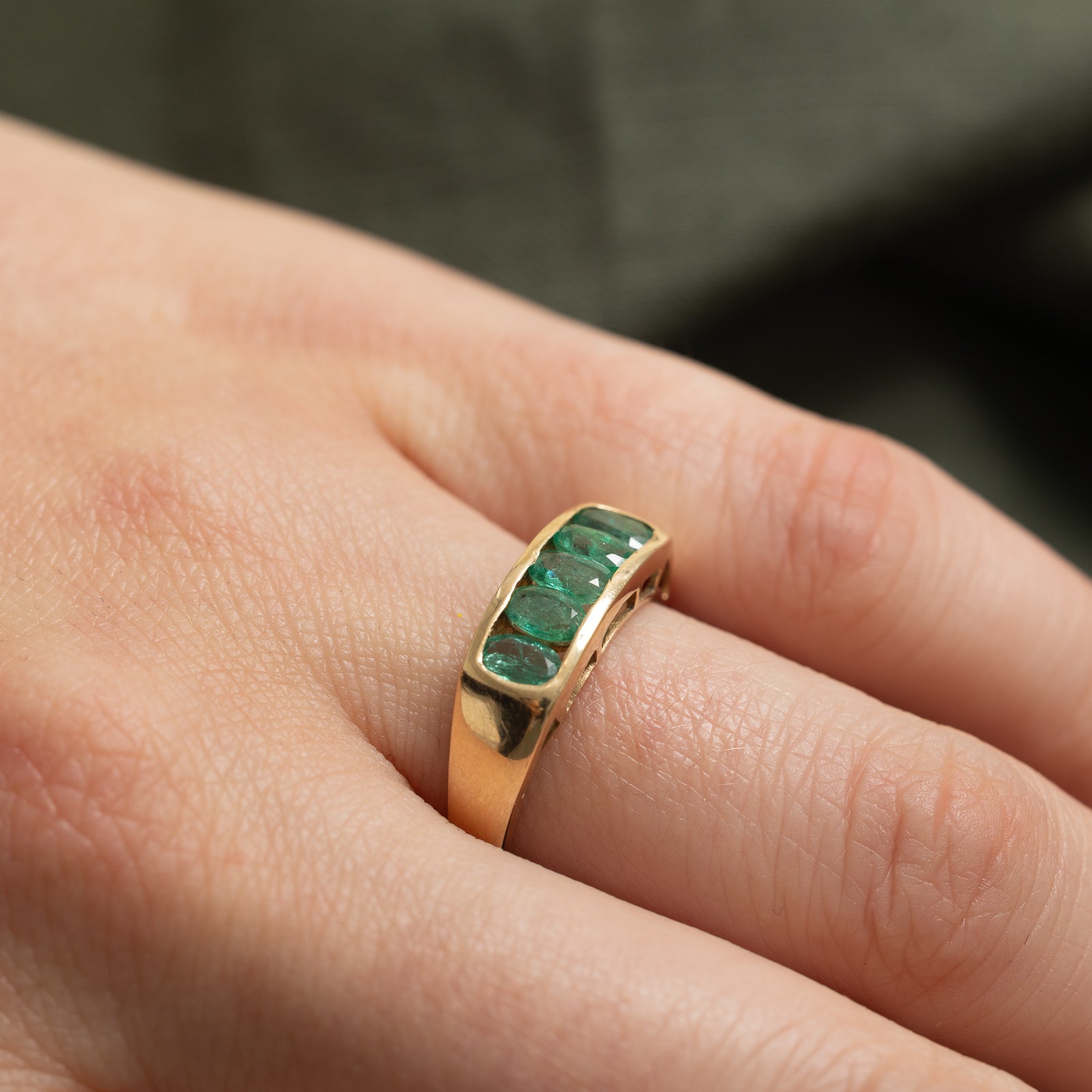Five Stone Channel Set Emerald Ring | 0.75ctw | SZ 7.25
