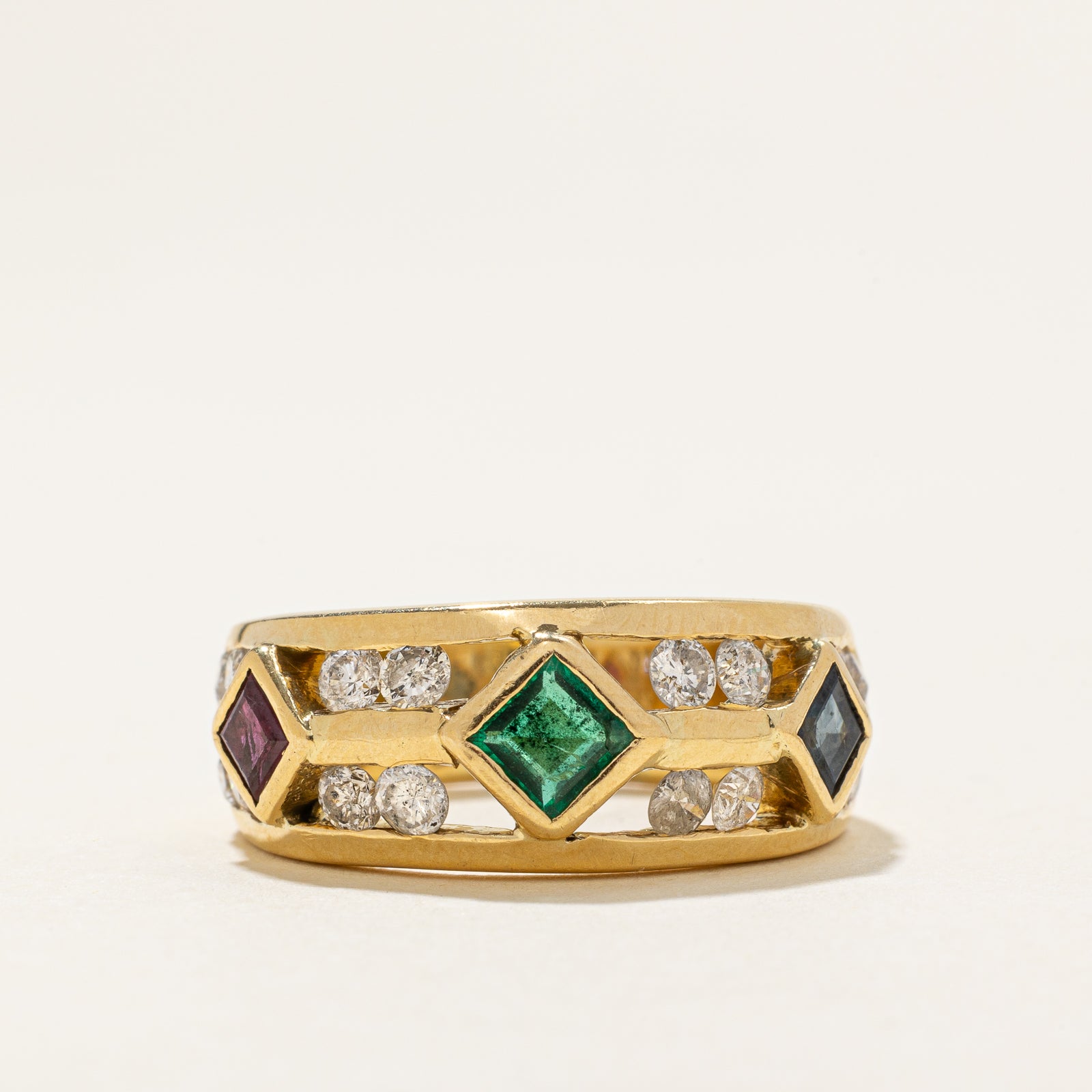 Multi Gemstone & Diamond Ring | 0.75ctw, 0.80ctw | SZ 8