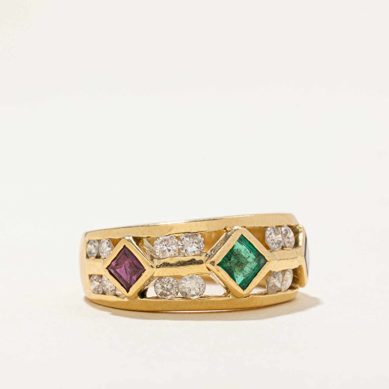 Multi Gemstone & Diamond Ring | 0.75ctw, 0.80ctw | SZ 8