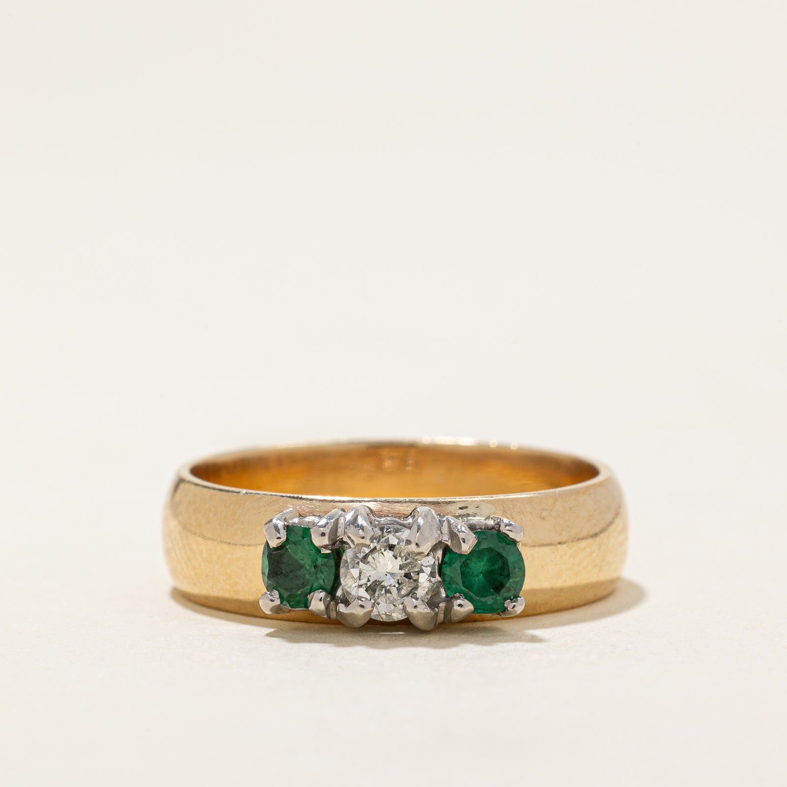 Three Stone Synthetic Spinel & Diamond Ring | 0.24ctw, 0.30ct | SZ 7.75