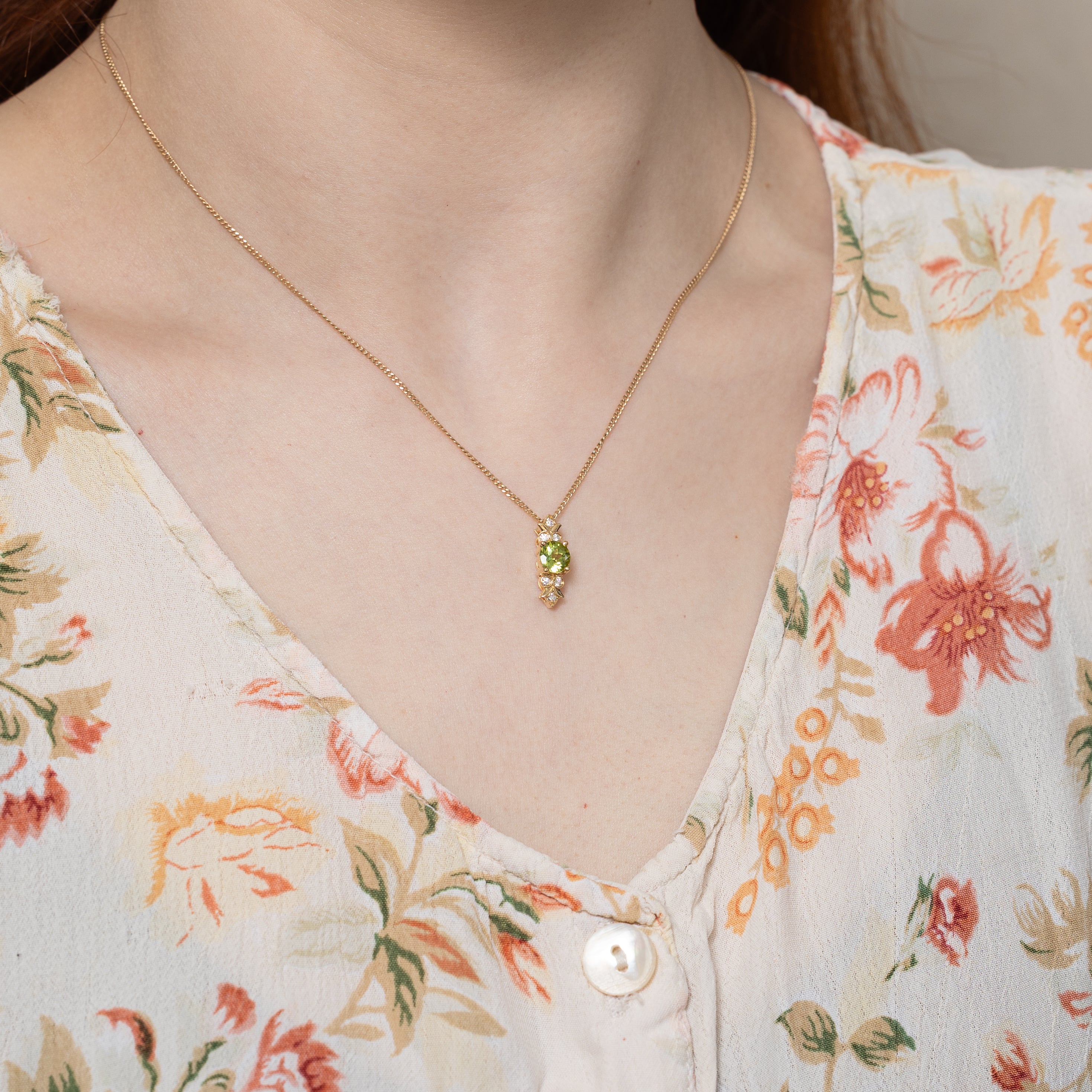 Peridot & Diamond Pendant | 0.80ct, 0.25ctw