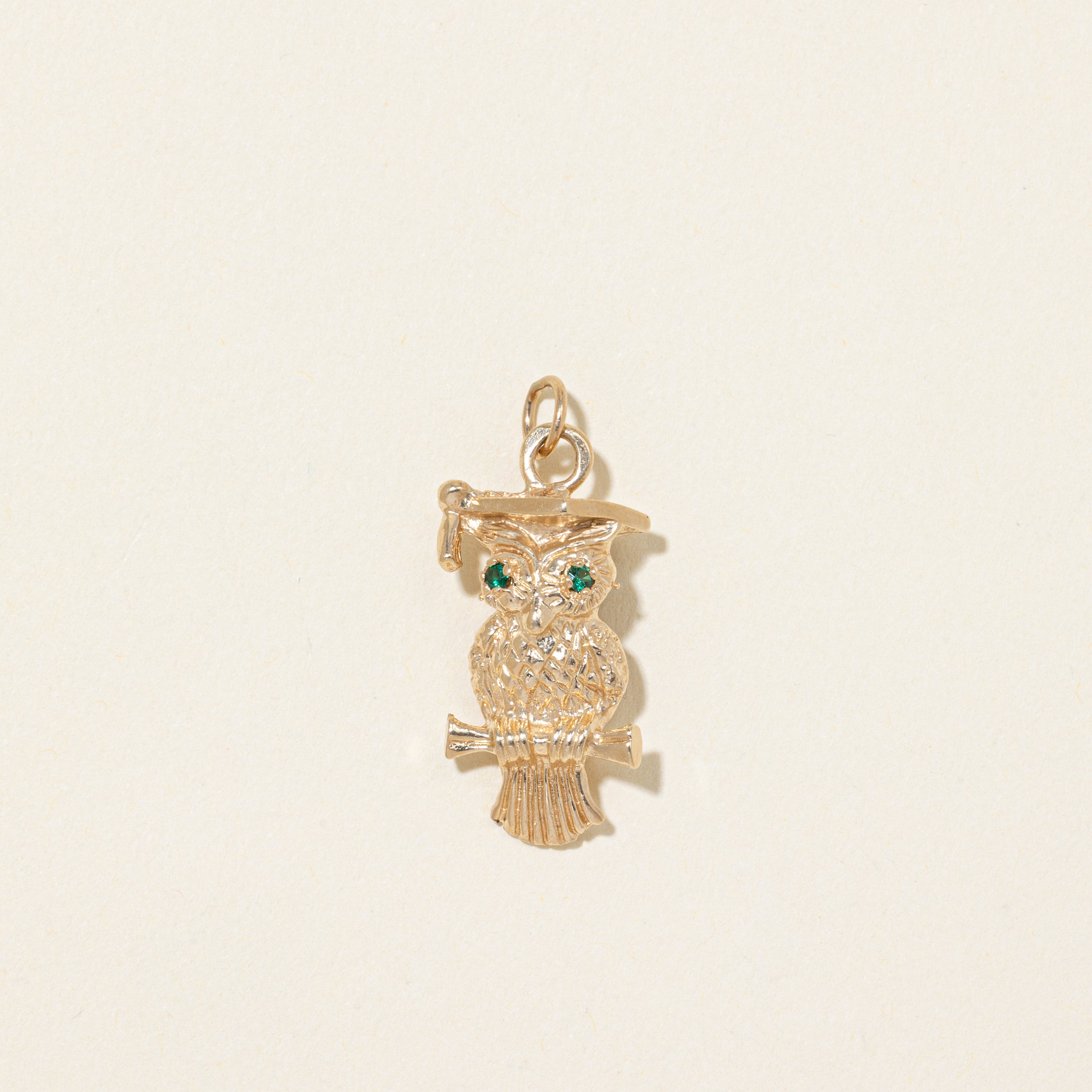 Synthetic Spinel Graduation Owl Charm | 0.03ctw