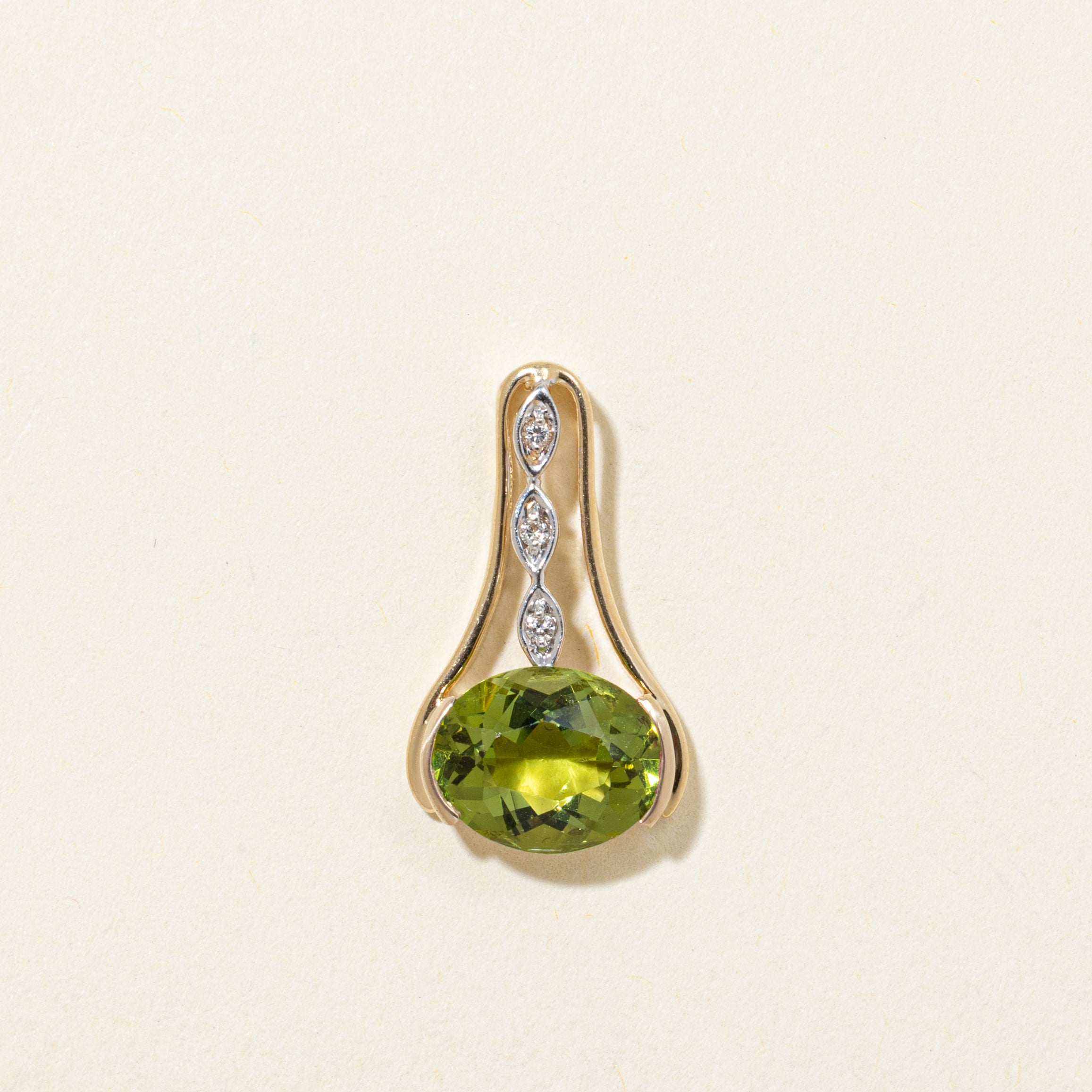 Green Paste & Diamond Drop Pendant | 3.20ct, 0.02ctw