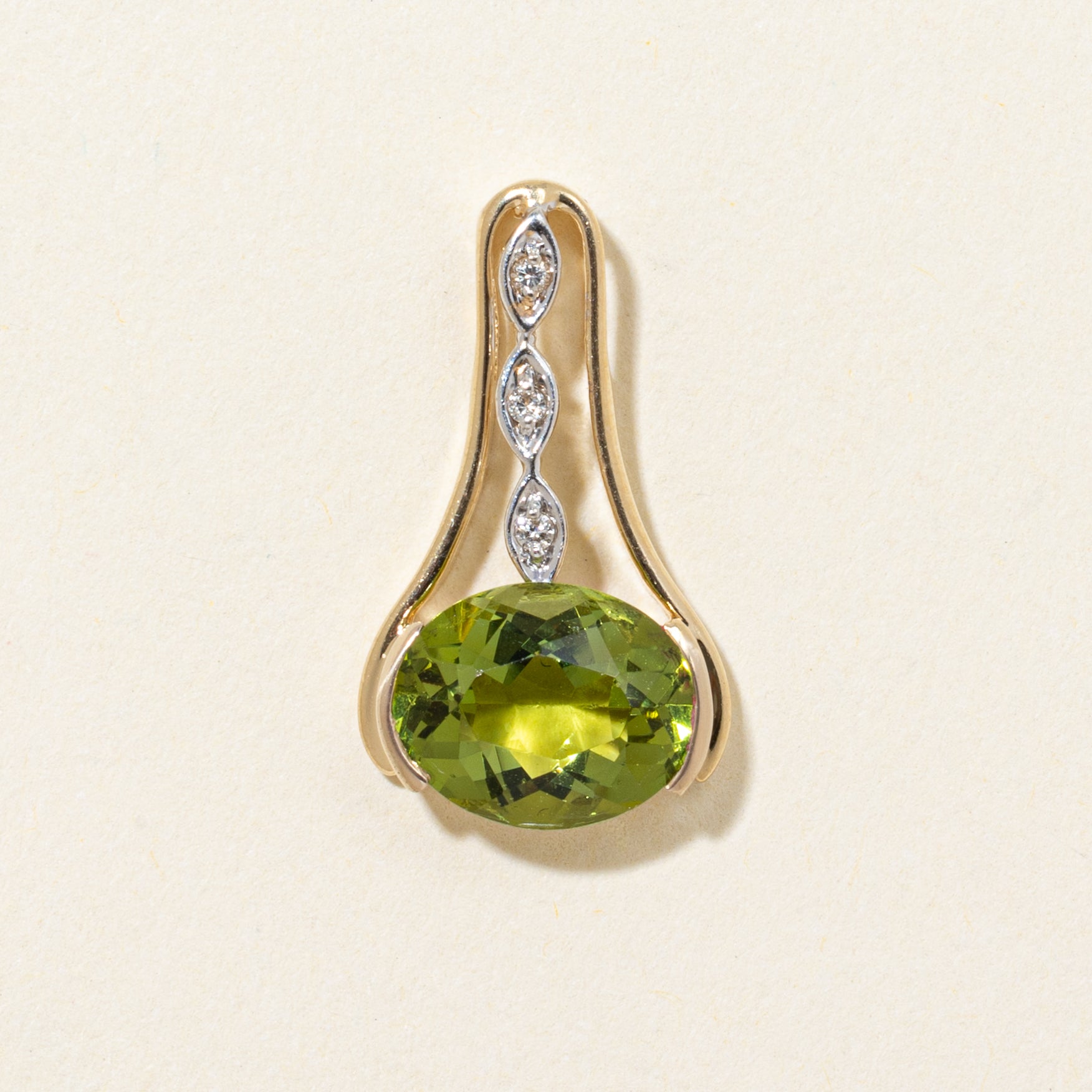 Green Paste & Diamond Drop Pendant | 3.20ct, 0.02ctw