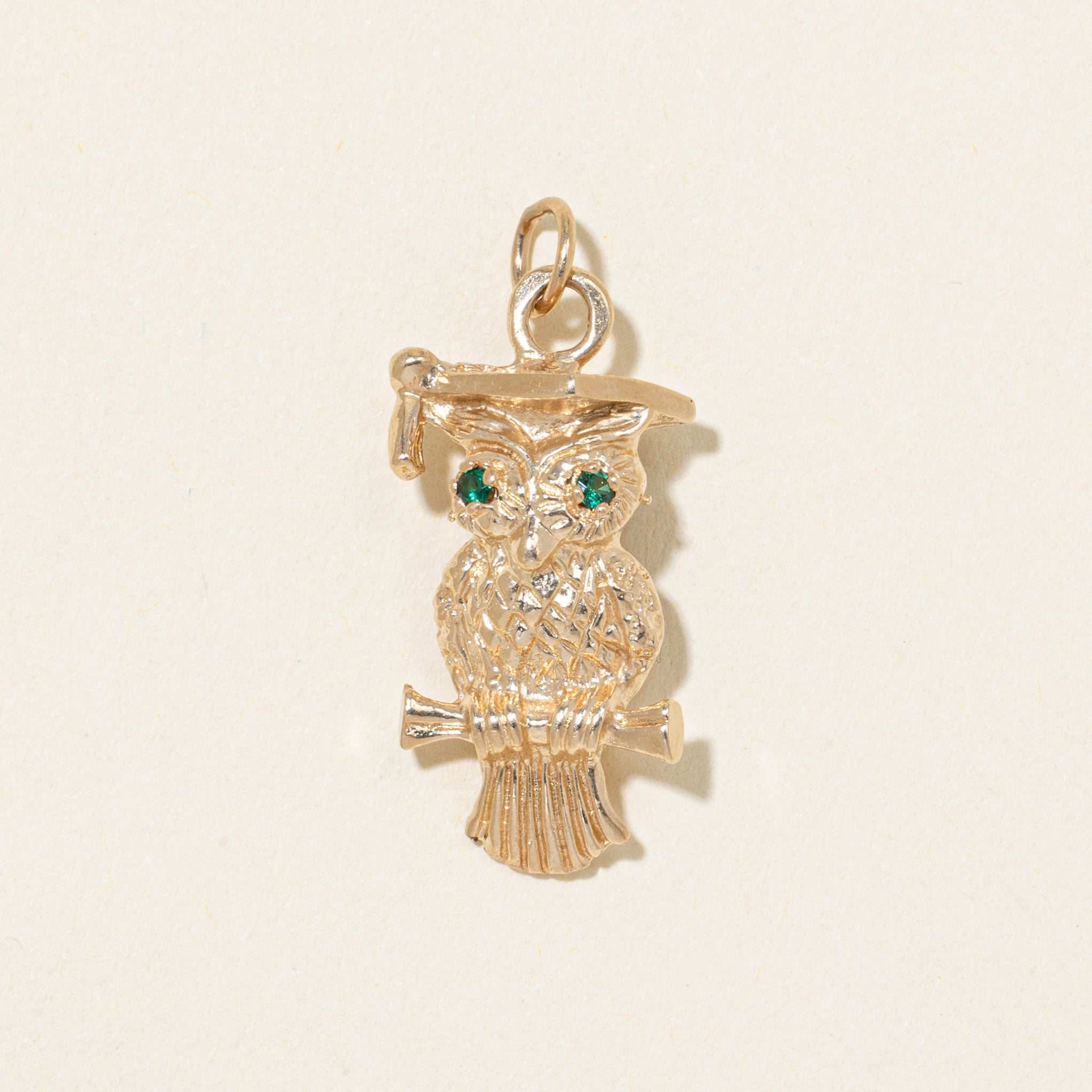 Synthetic Spinel Graduation Owl Charm | 0.03ctw