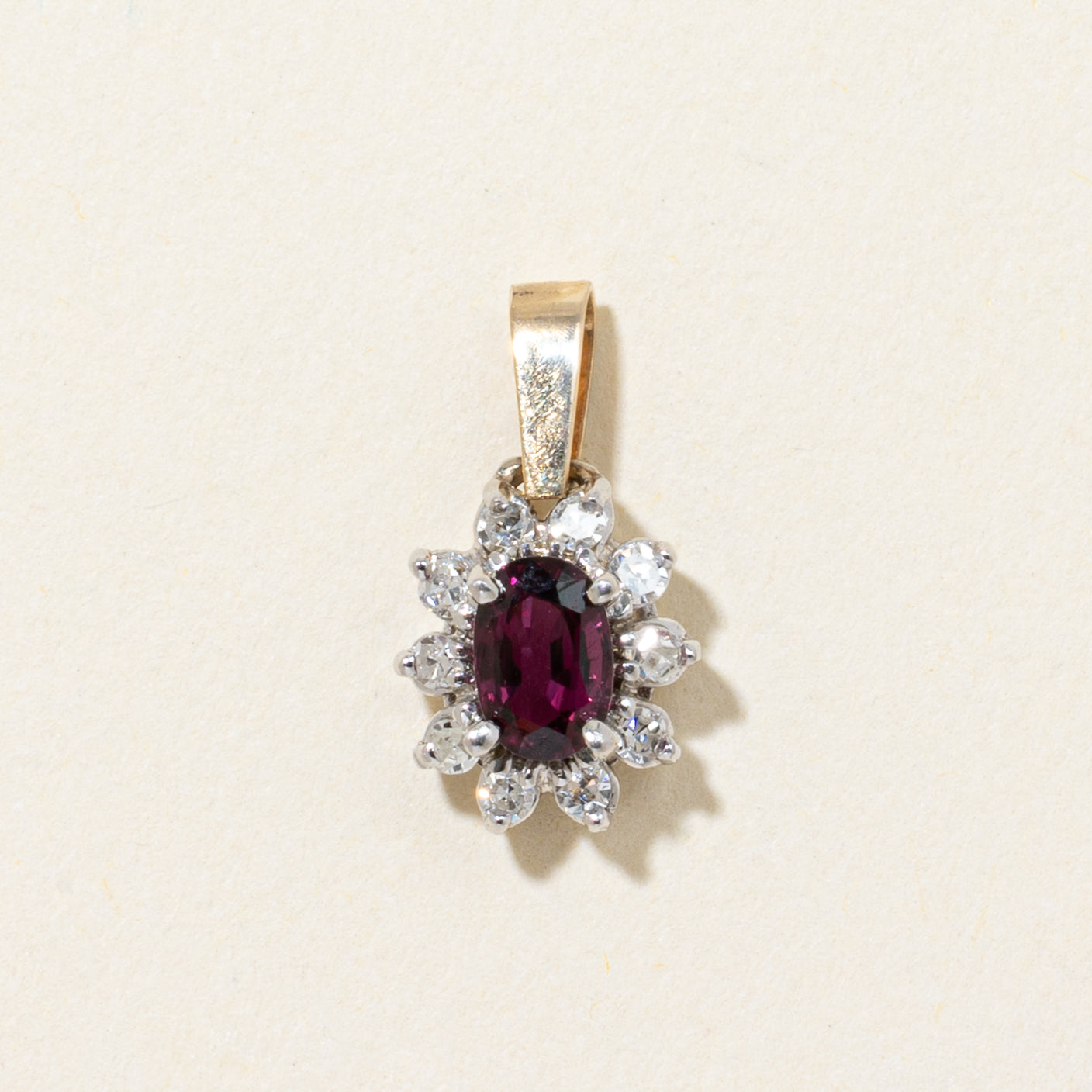 Oval Cut Ruby & Diamond Petal Pendant | 0.65ct | 0.12ctw