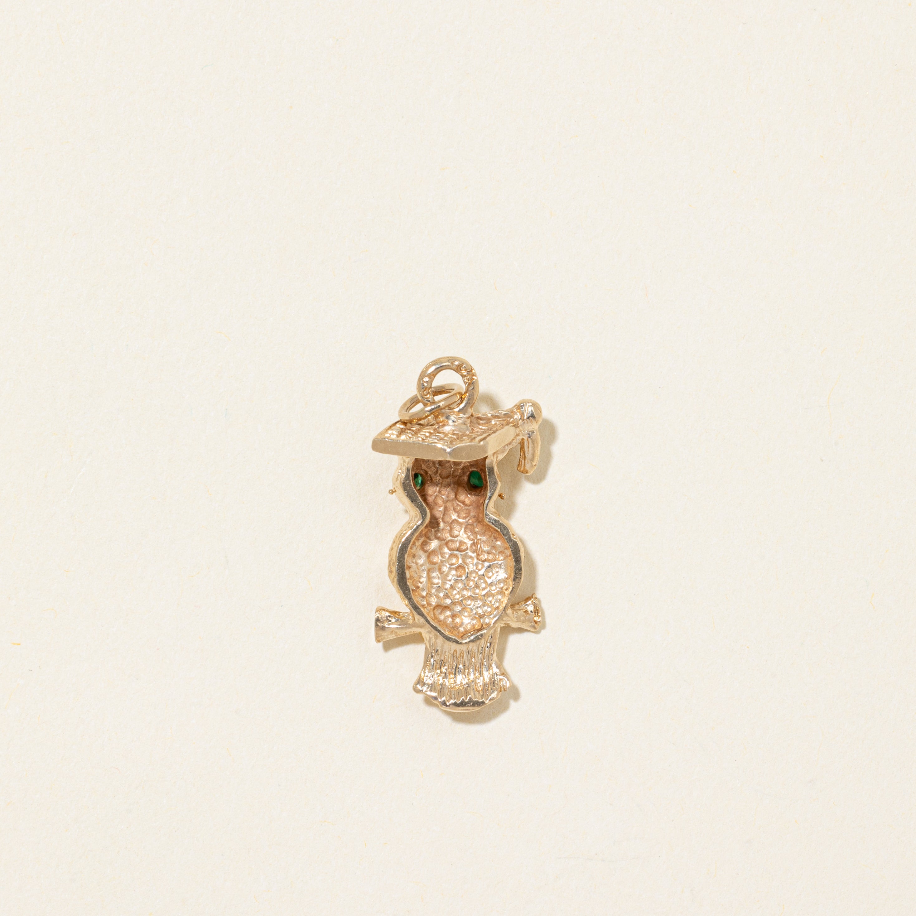 Synthetic Spinel Graduation Owl Charm | 0.03ctw