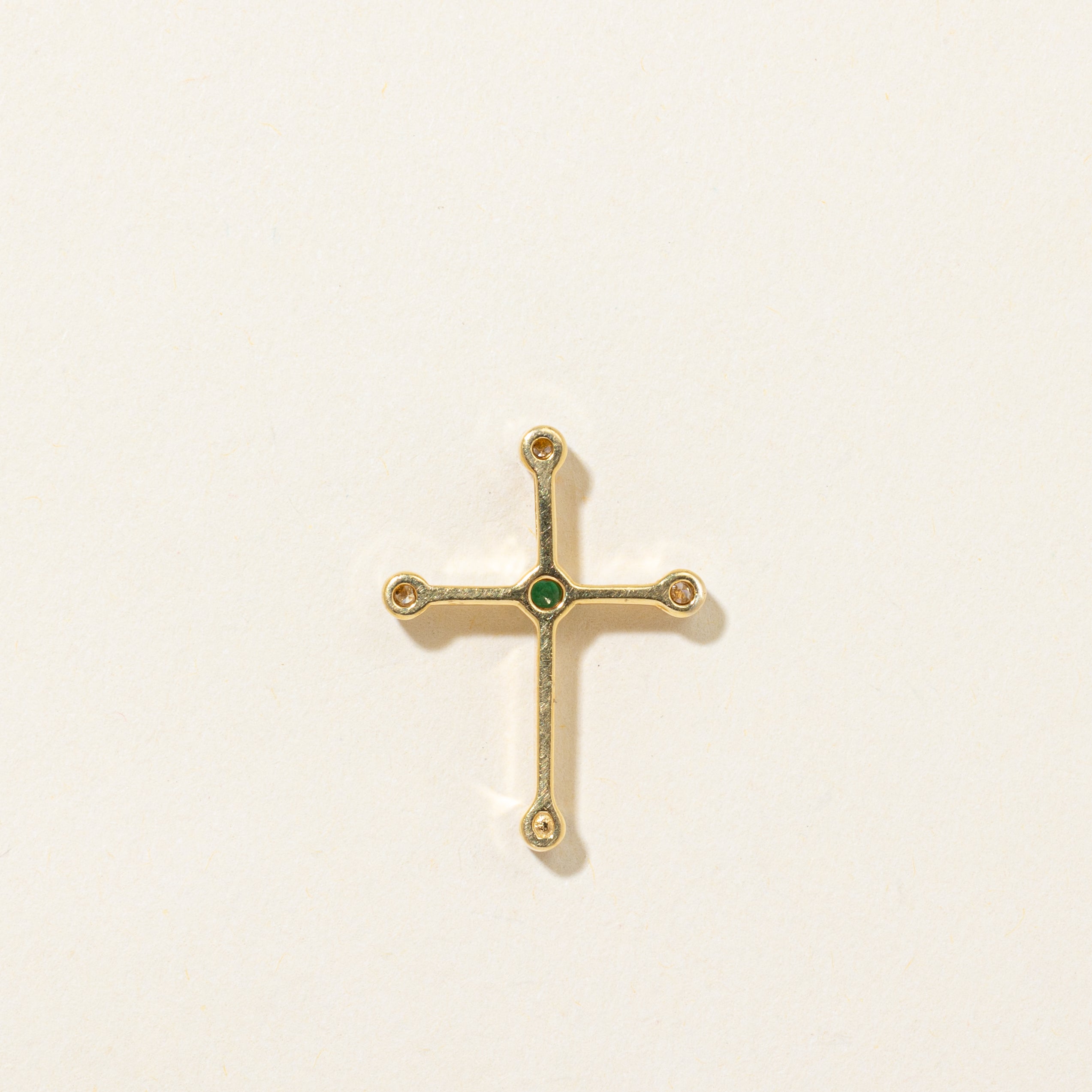 Diamond & Emerald Cross Pendant | 0.08ctw | 0.05ct