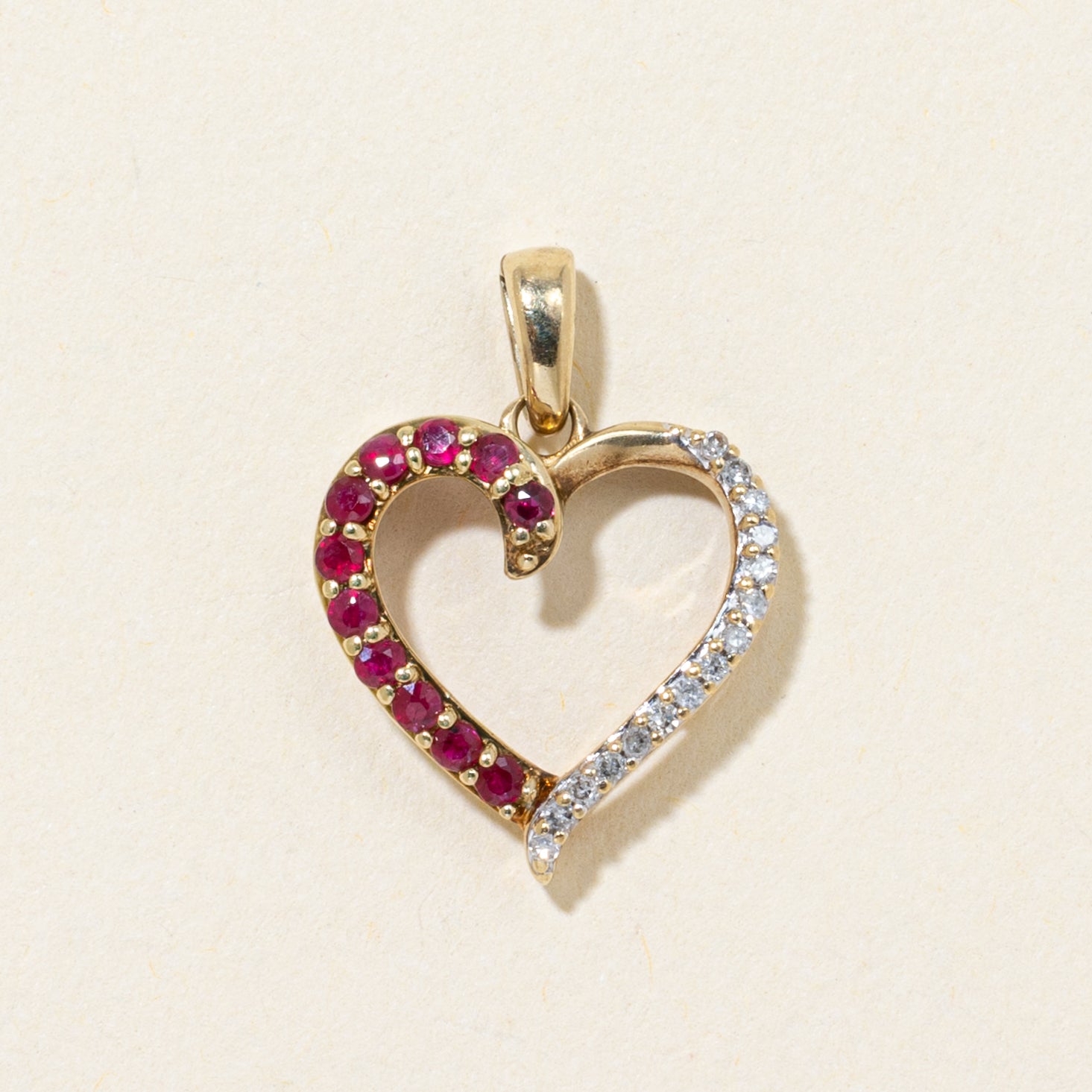 Ruby & Diamond Open Heart Pendant | 0.22ctw, 0.05ctw
