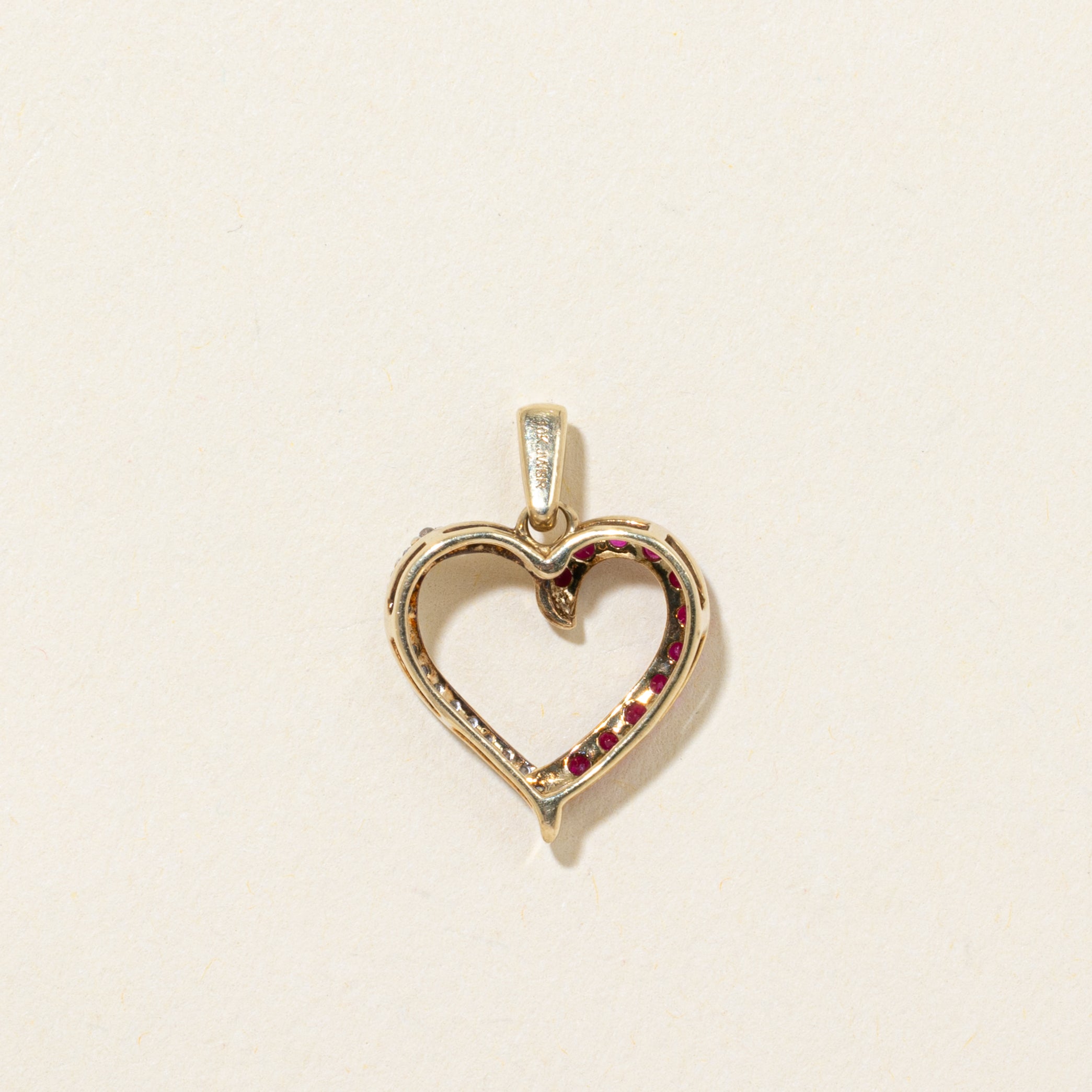 Ruby & Diamond Open Heart Pendant | 0.22ctw, 0.05ctw