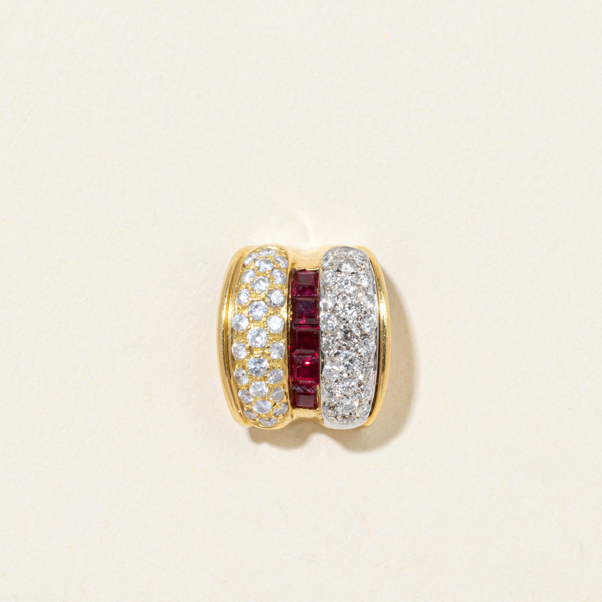 Diamond & Ruby Column Pendant | 0.50ctw, 0.40ctw