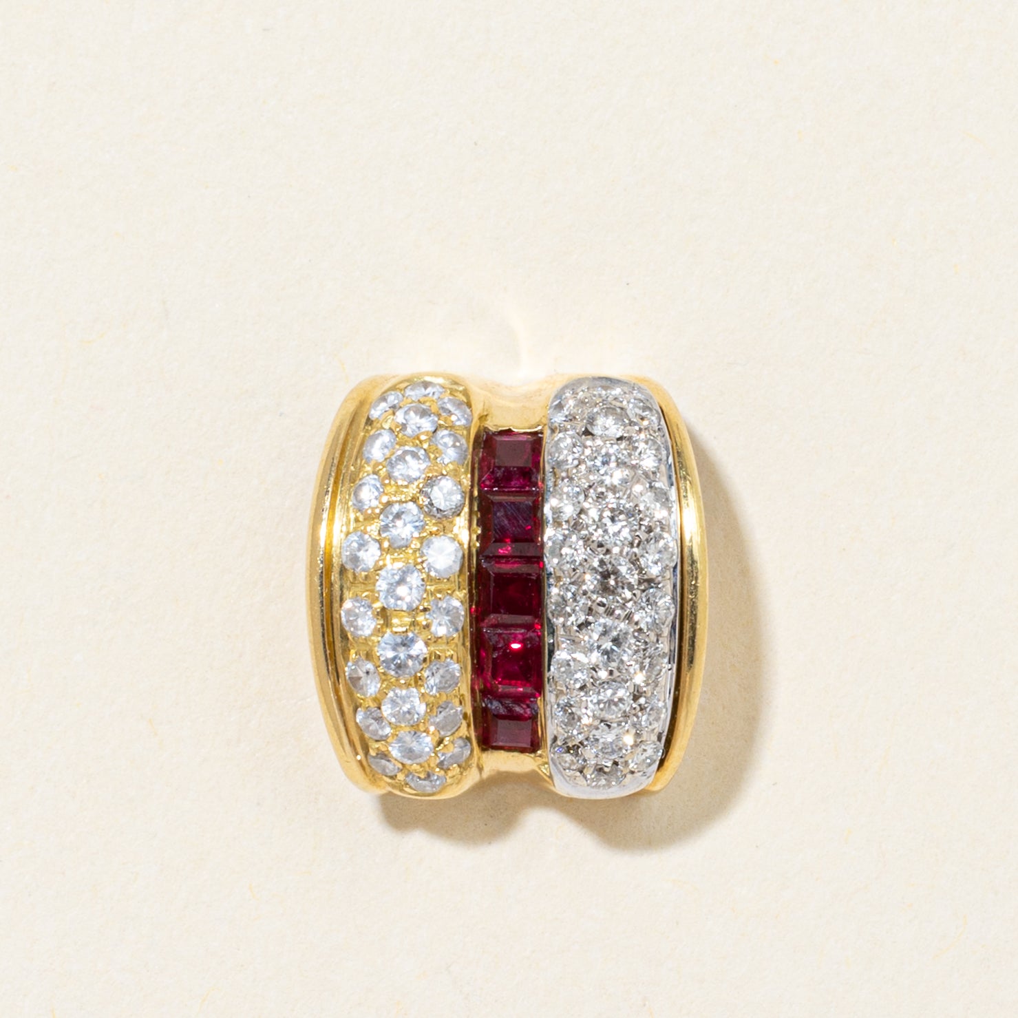 Diamond & Ruby Column Pendant | 0.50ctw, 0.40ctw