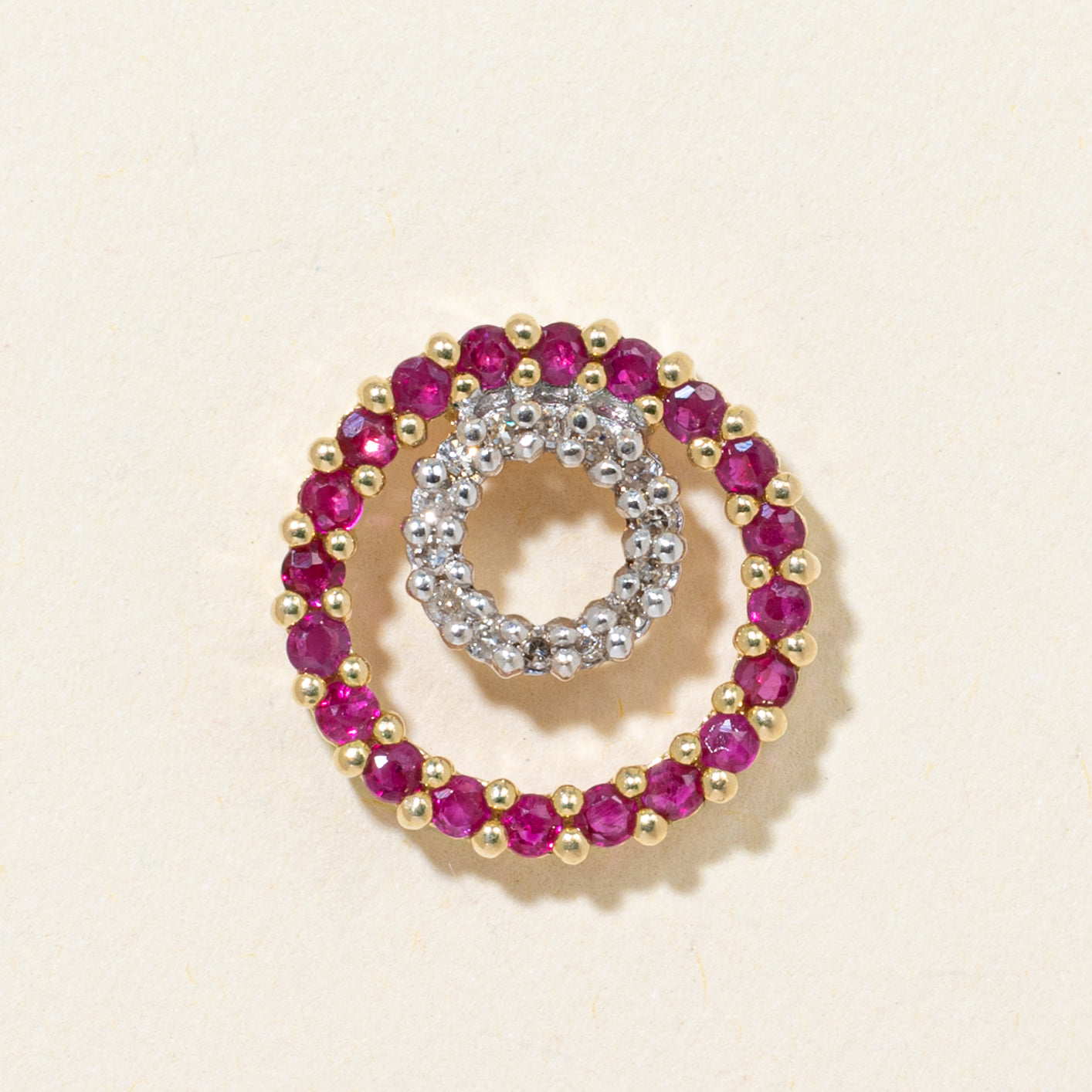 Ruby & Diamond Circle Pendant | 0.60ctw, 0.08ctw