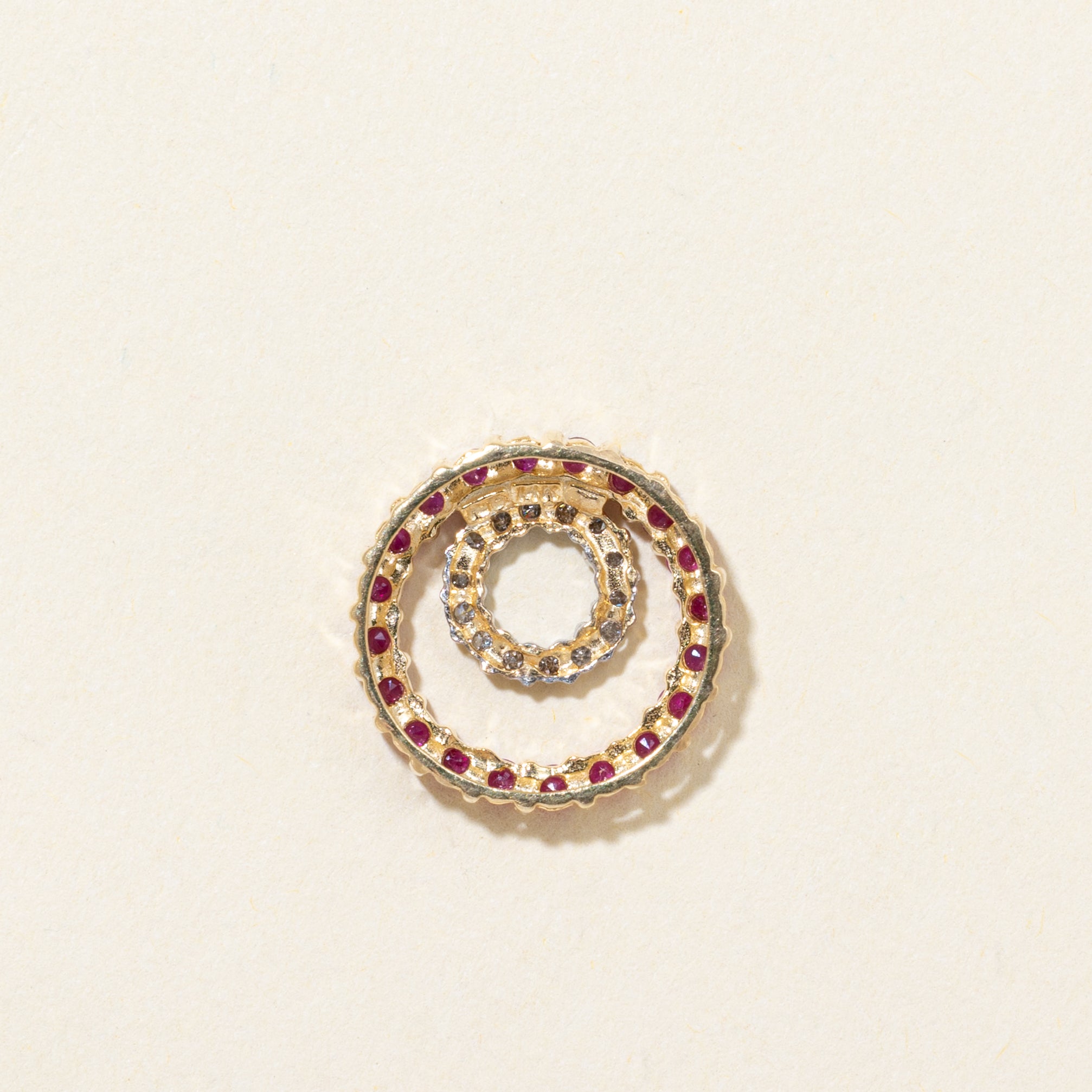 Ruby & Diamond Circle Pendant | 0.60ctw, 0.08ctw
