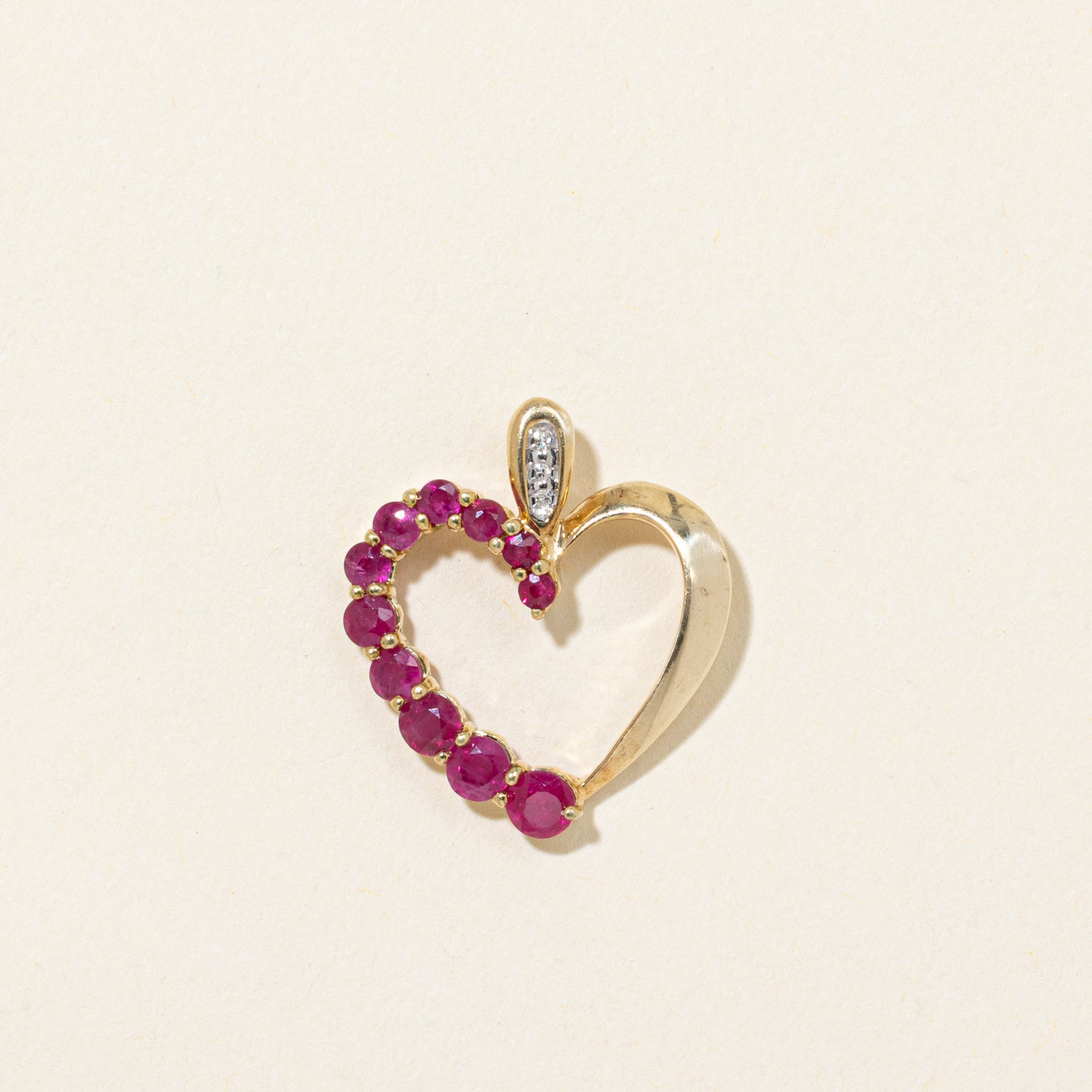 Ruby & Diamond Open Heart Pendant | 0.80ctw, 0.01ctw