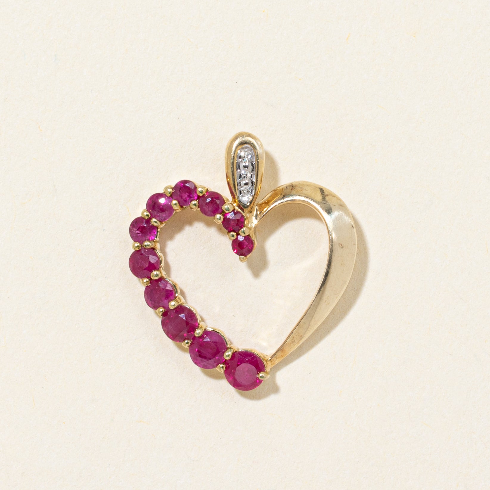 Ruby & Diamond Open Heart Pendant | 0.80ctw, 0.01ctw