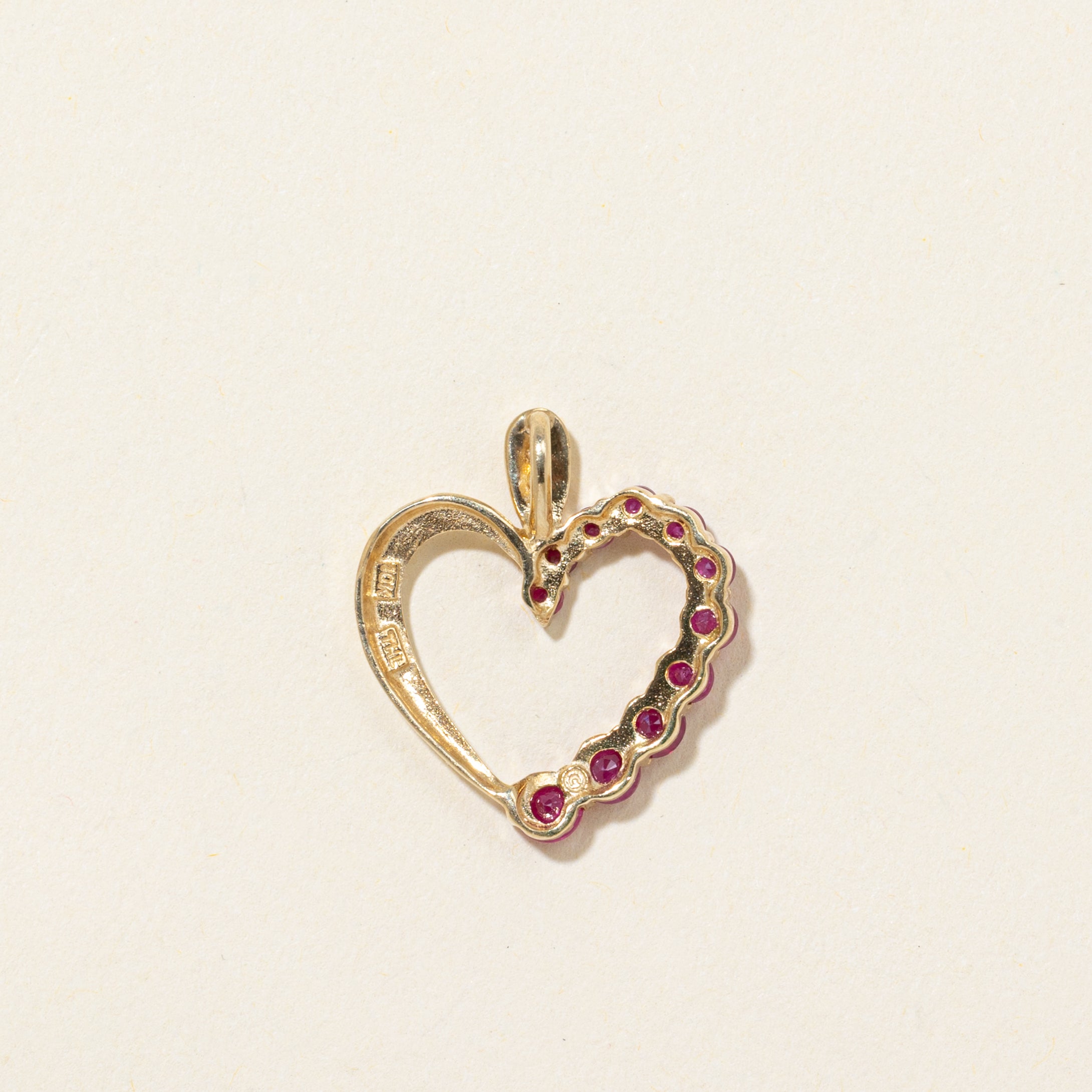 Ruby & Diamond Open Heart Pendant | 0.80ctw, 0.01ctw