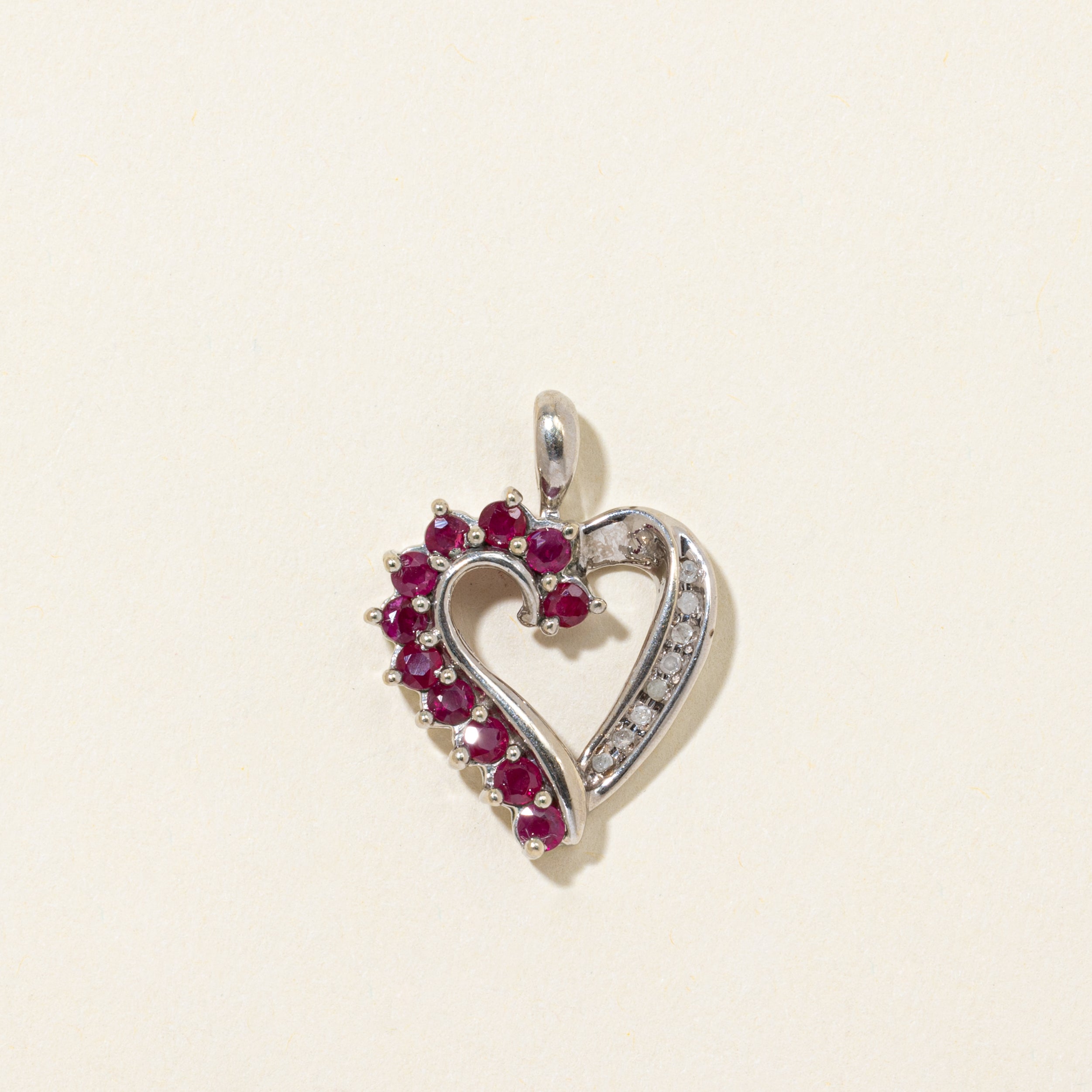 Ruby & Diamond Open Heart Pendant | 0.65ctw, 0.04ctw