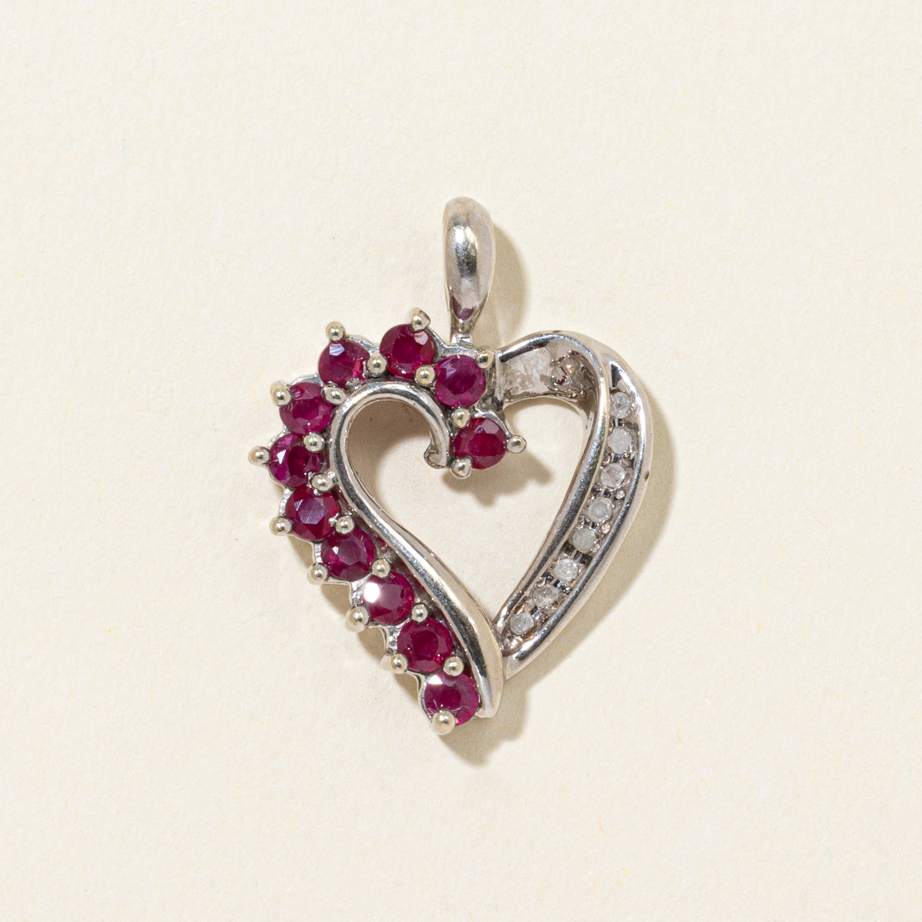 Ruby & Diamond Open Heart Pendant | 0.65ctw, 0.04ctw