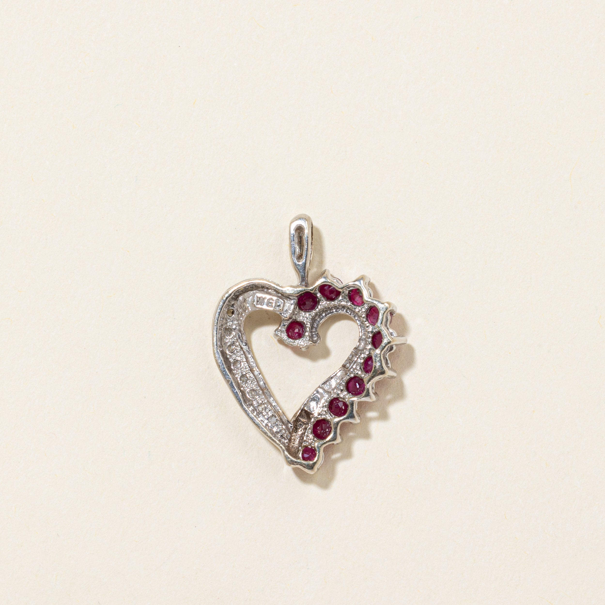 Ruby & Diamond Open Heart Pendant | 0.65ctw, 0.04ctw