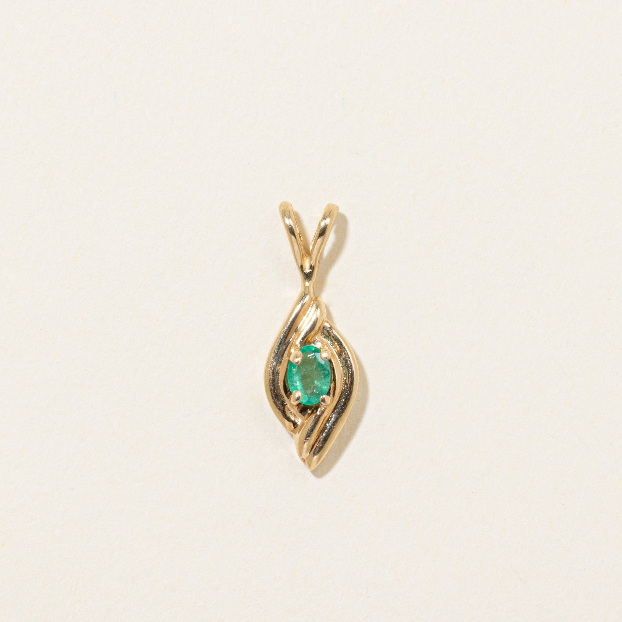 Solitaire Emerald Marquise Shaped Pendant | 0.12ct