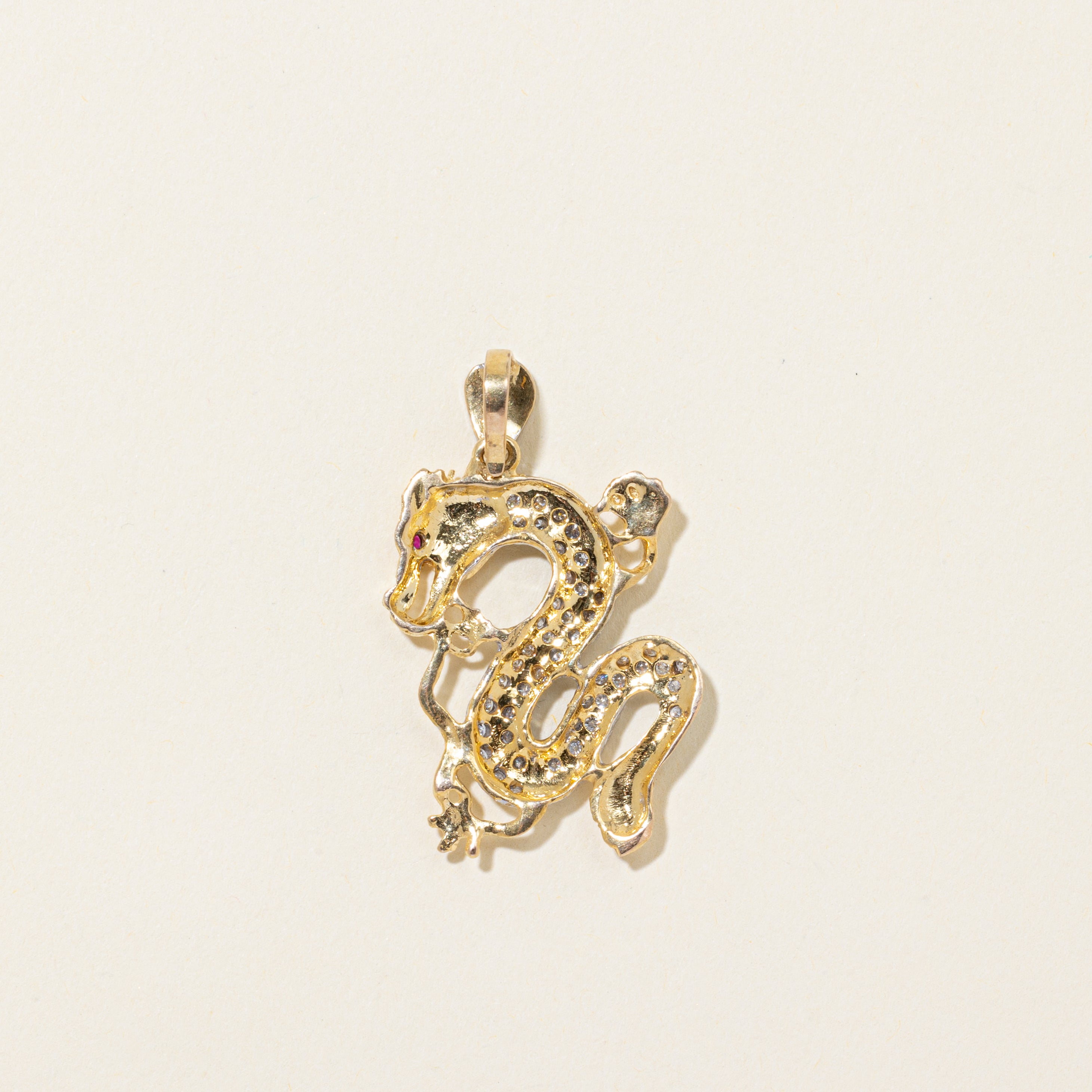 Diamond & Ruby Dragon Pendant | 0.36ctw, 0.02ct