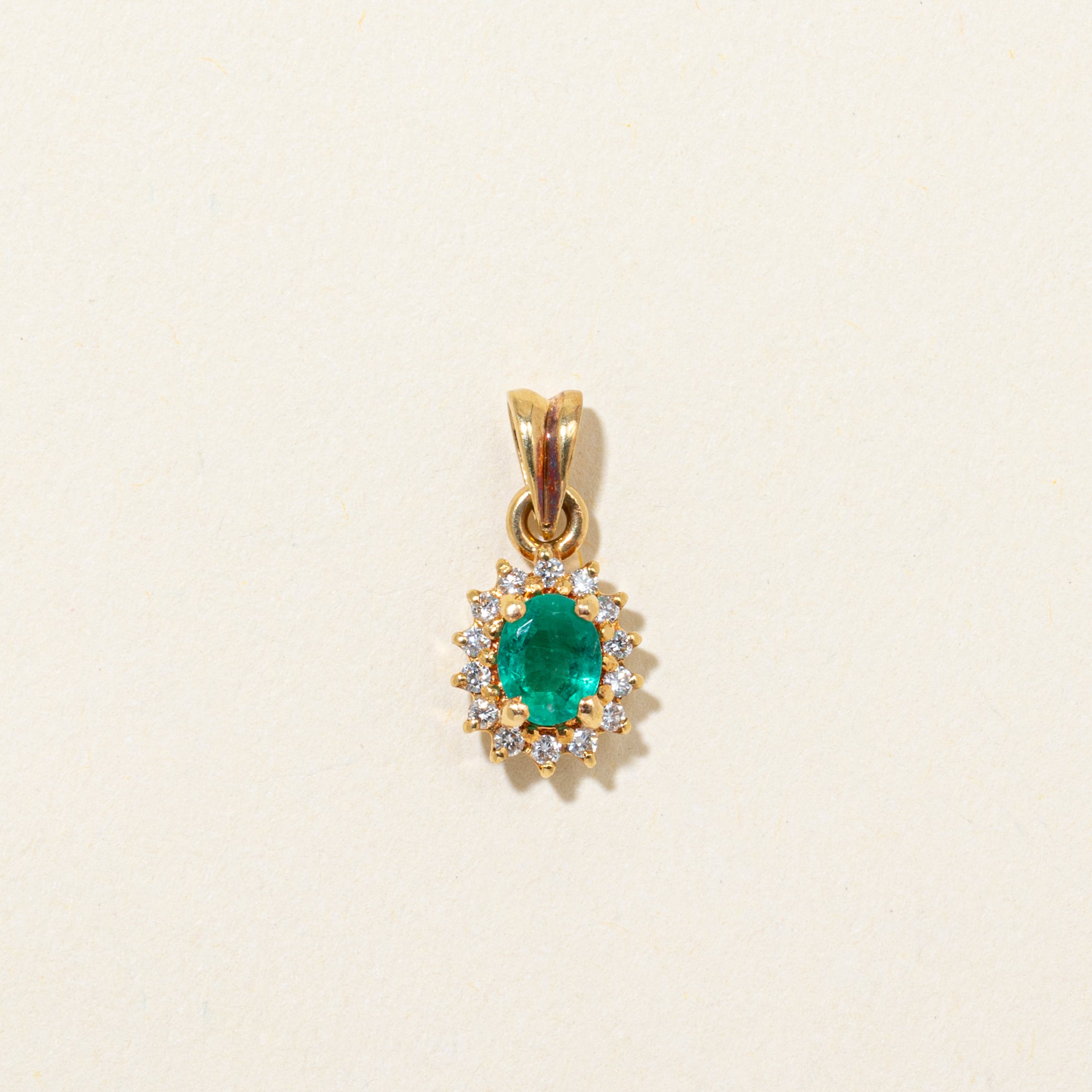 Emerald & Diamond Petal Pendant | 0.35ct, 0.12ctw
