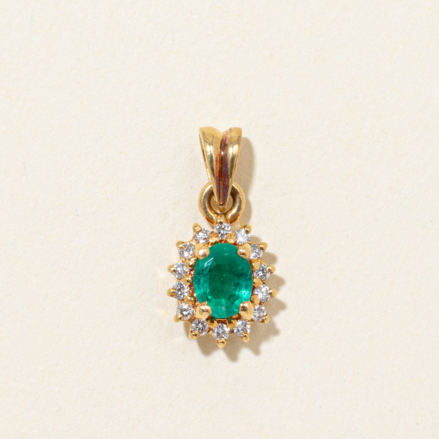 Emerald & Diamond Petal Pendant | 0.35ct, 0.12ctw