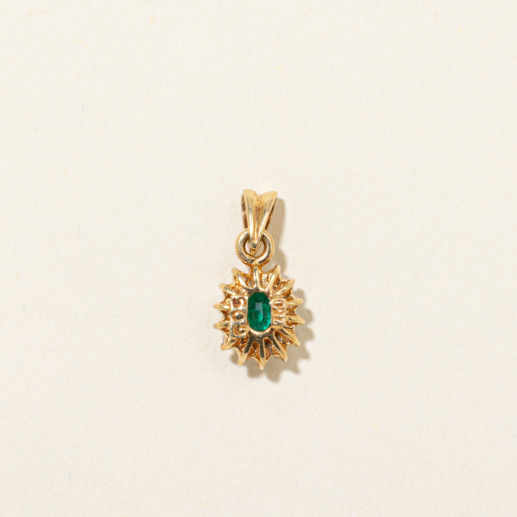 Emerald & Diamond Petal Pendant | 0.35ct, 0.12ctw