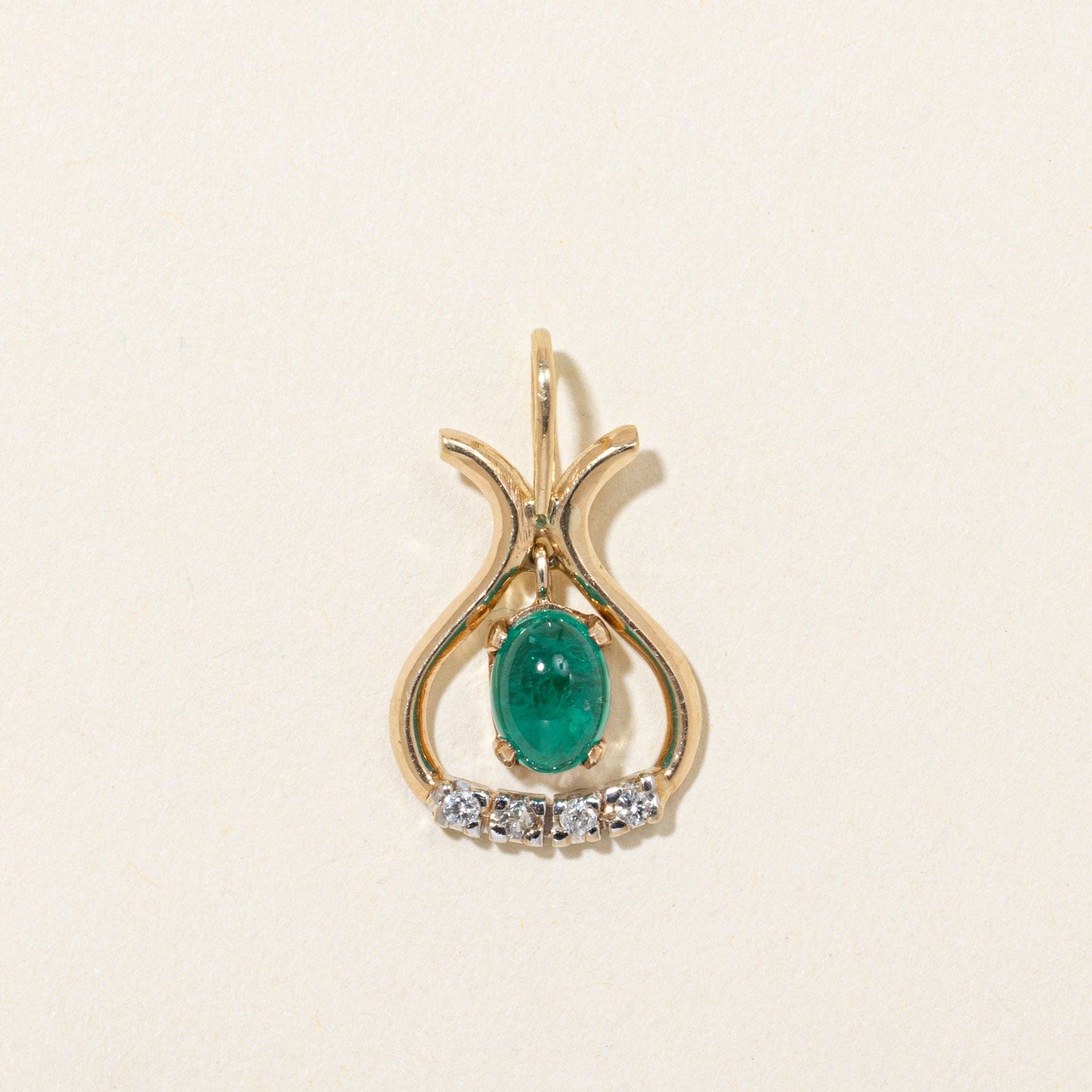 Synthetic Emerald & Diamond Pendant | 0.85ct | 0.04ctw