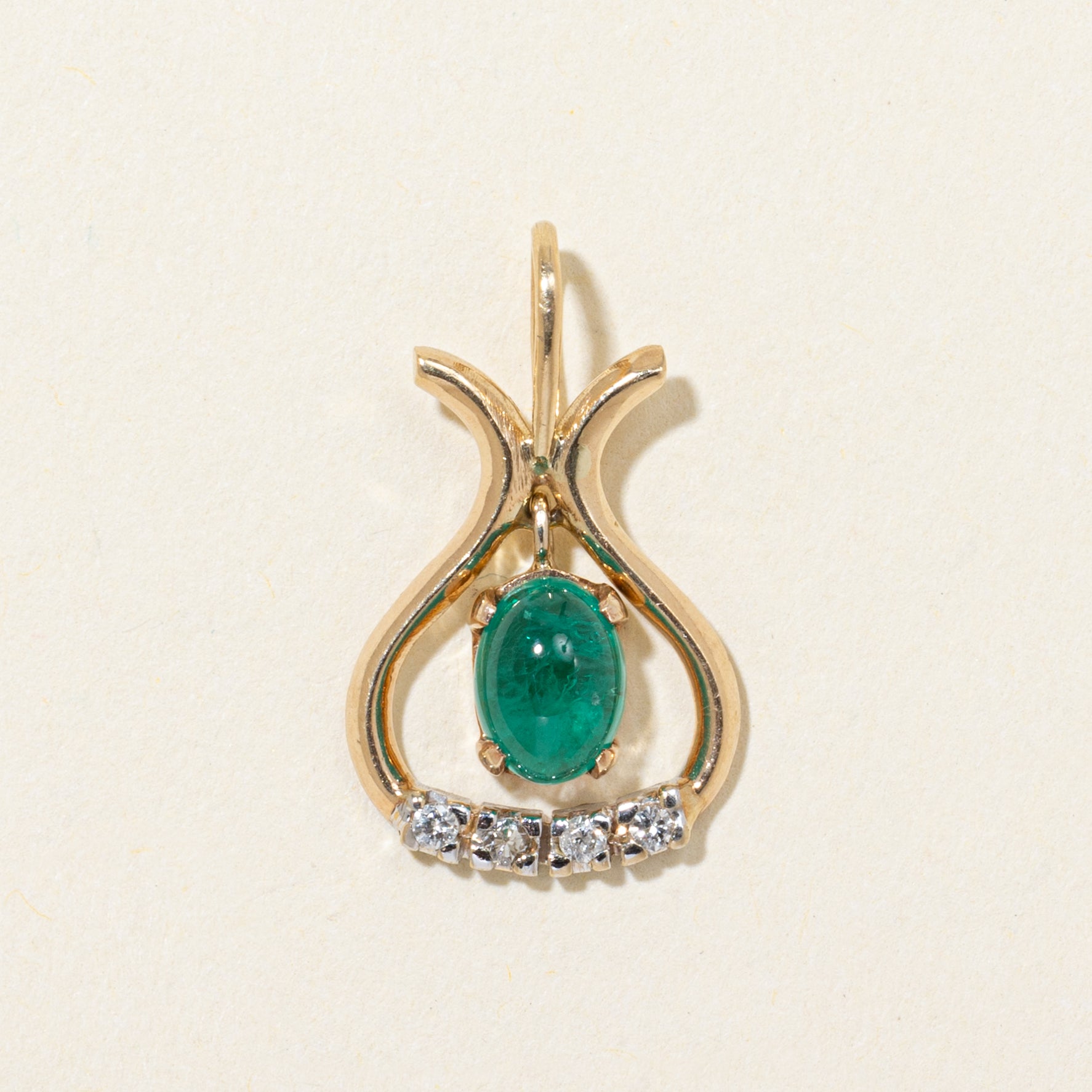 Synthetic Emerald & Diamond Pendant | 0.85ct | 0.04ctw