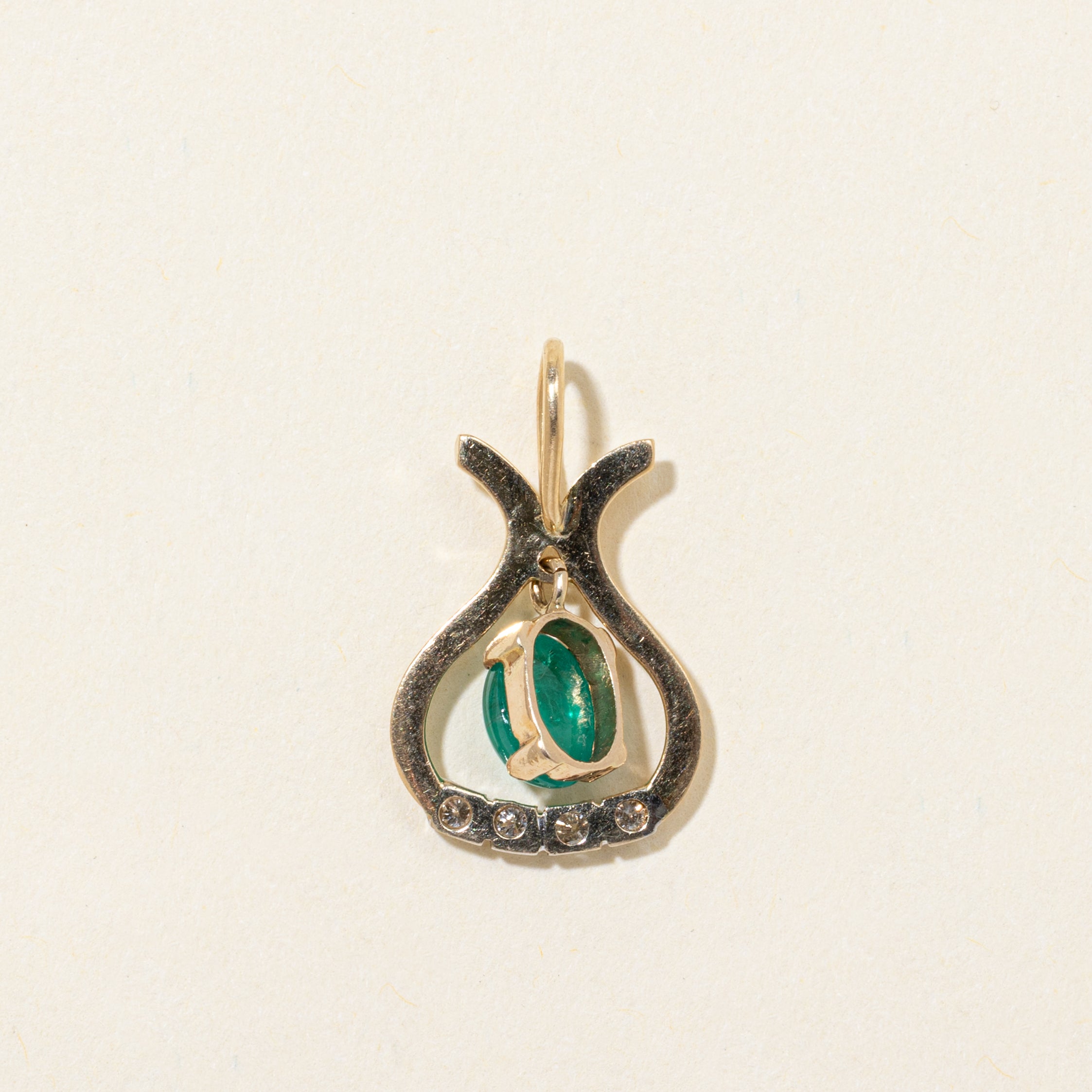Synthetic Emerald & Diamond Pendant | 0.85ct | 0.04ctw