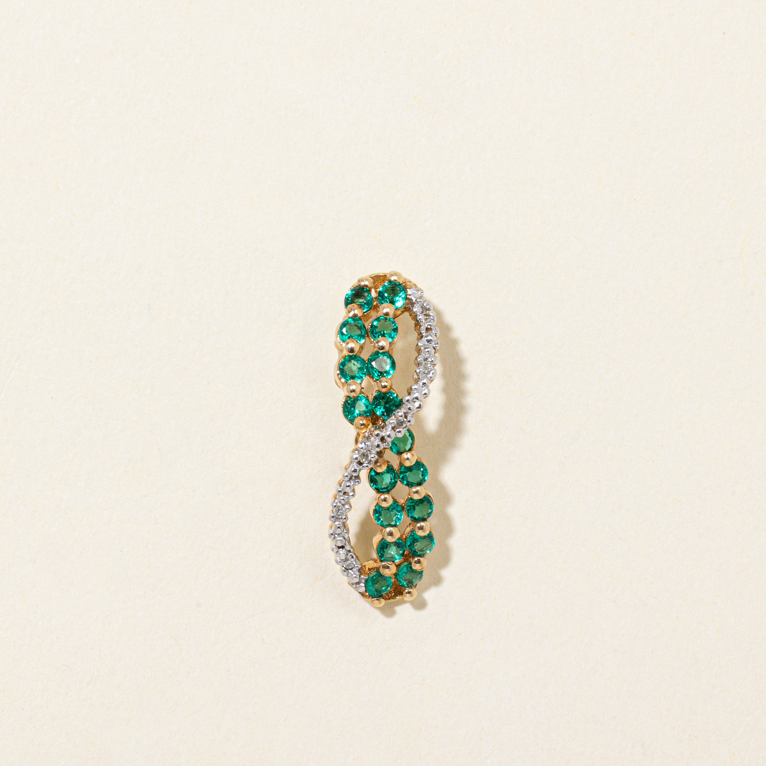 Synthetic Emerald & Diamond Infinity Pendant | 0.50ctw, 0.02ctw