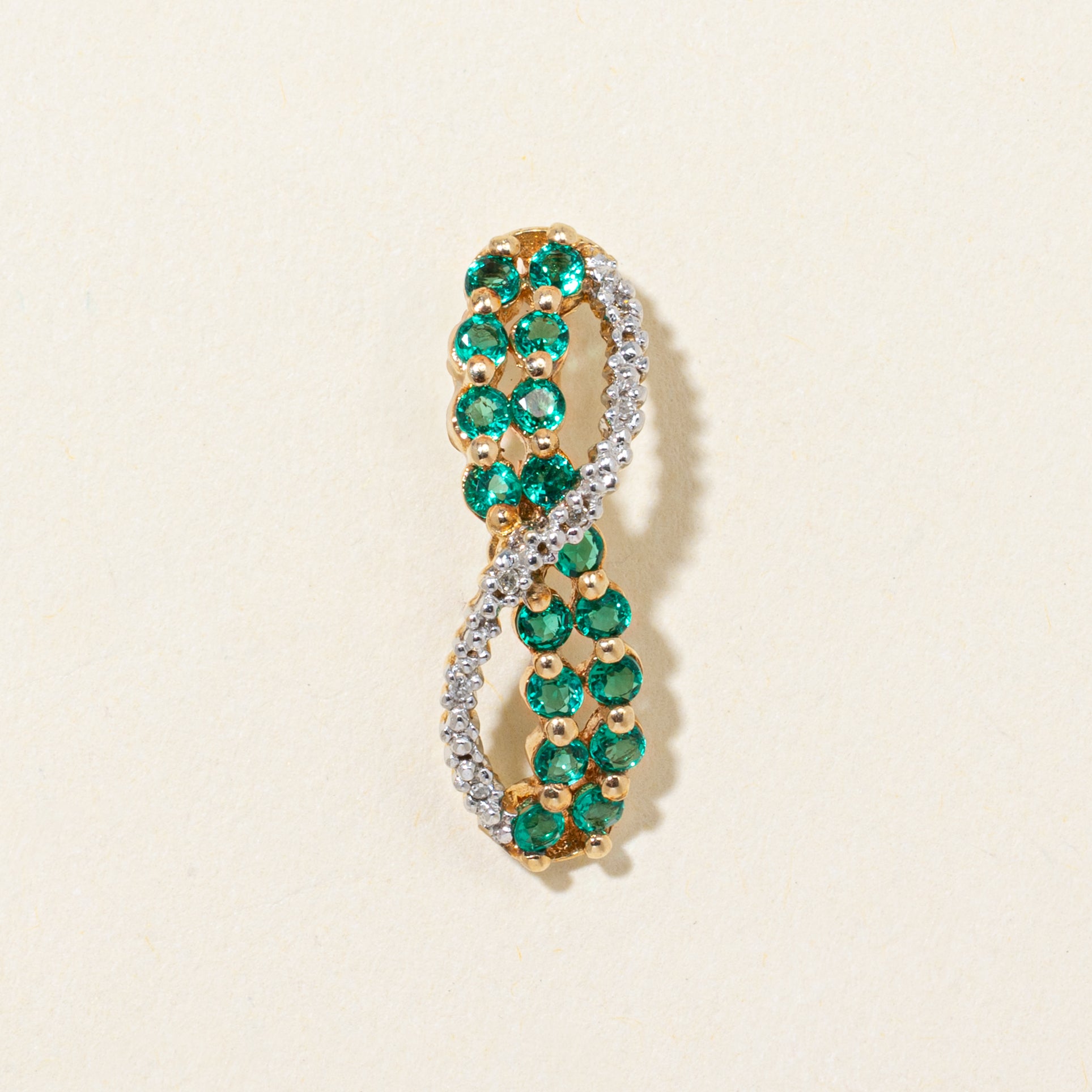 Synthetic Emerald & Diamond Infinity Pendant | 0.50ctw, 0.02ctw