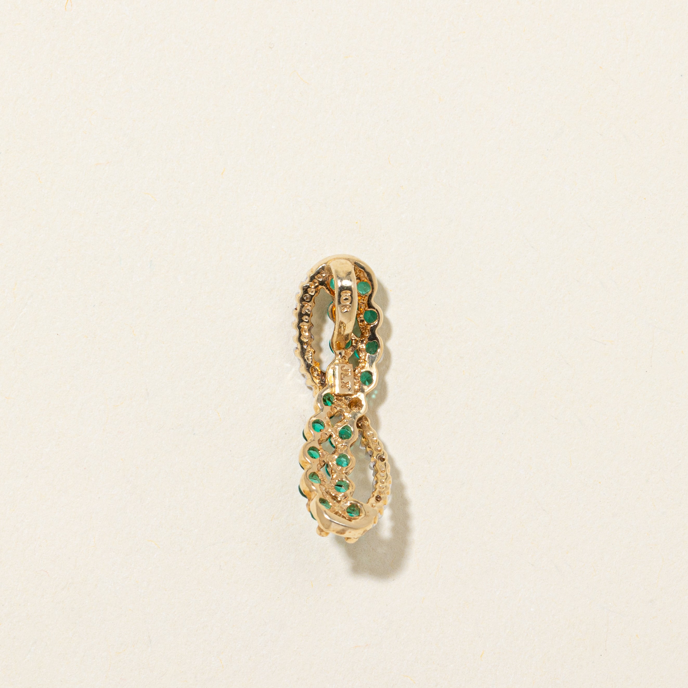 Synthetic Emerald & Diamond Infinity Pendant | 0.50ctw, 0.02ctw