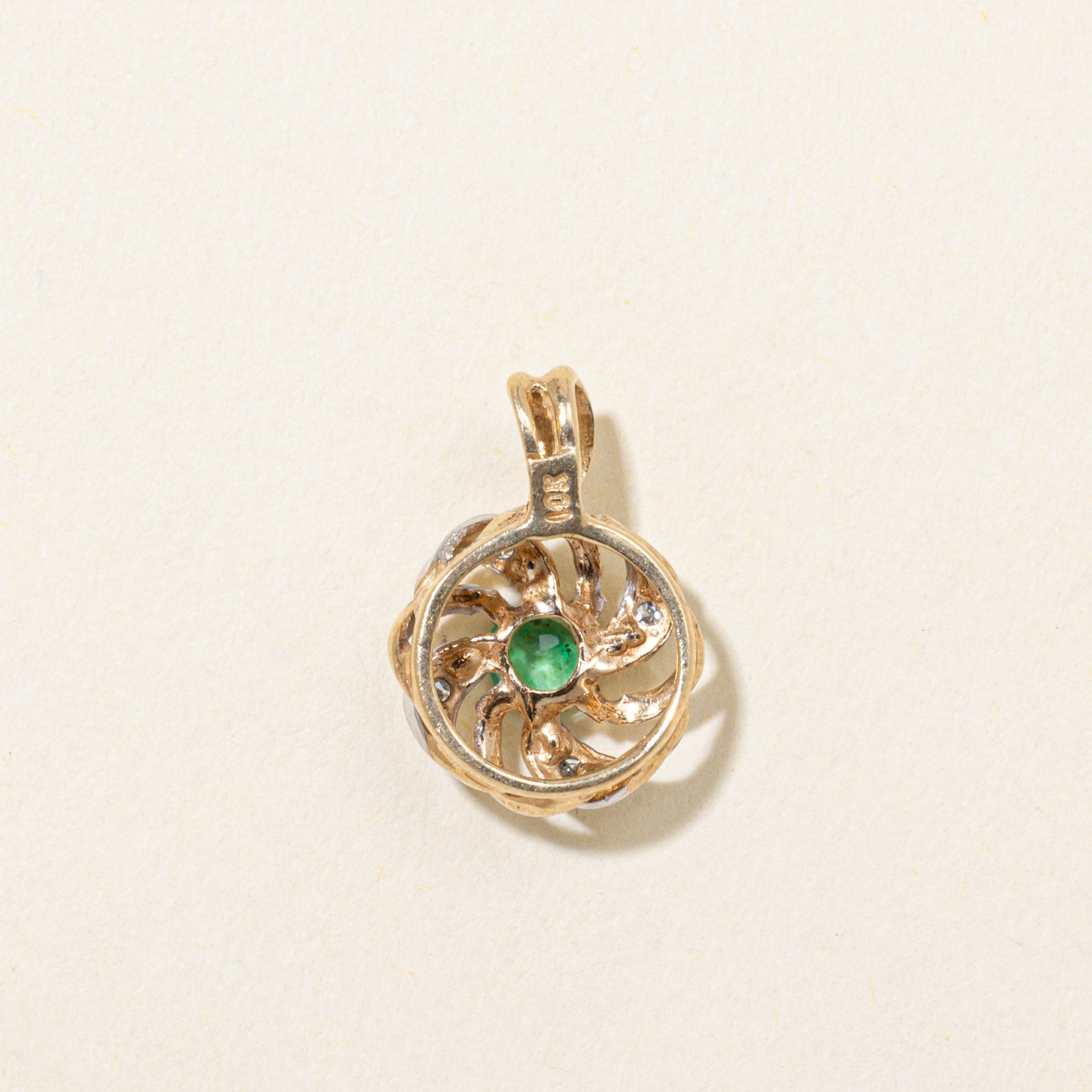 Emerald & Diamond Pinwheel Pendant | 0.15ct | 0.02ctw
