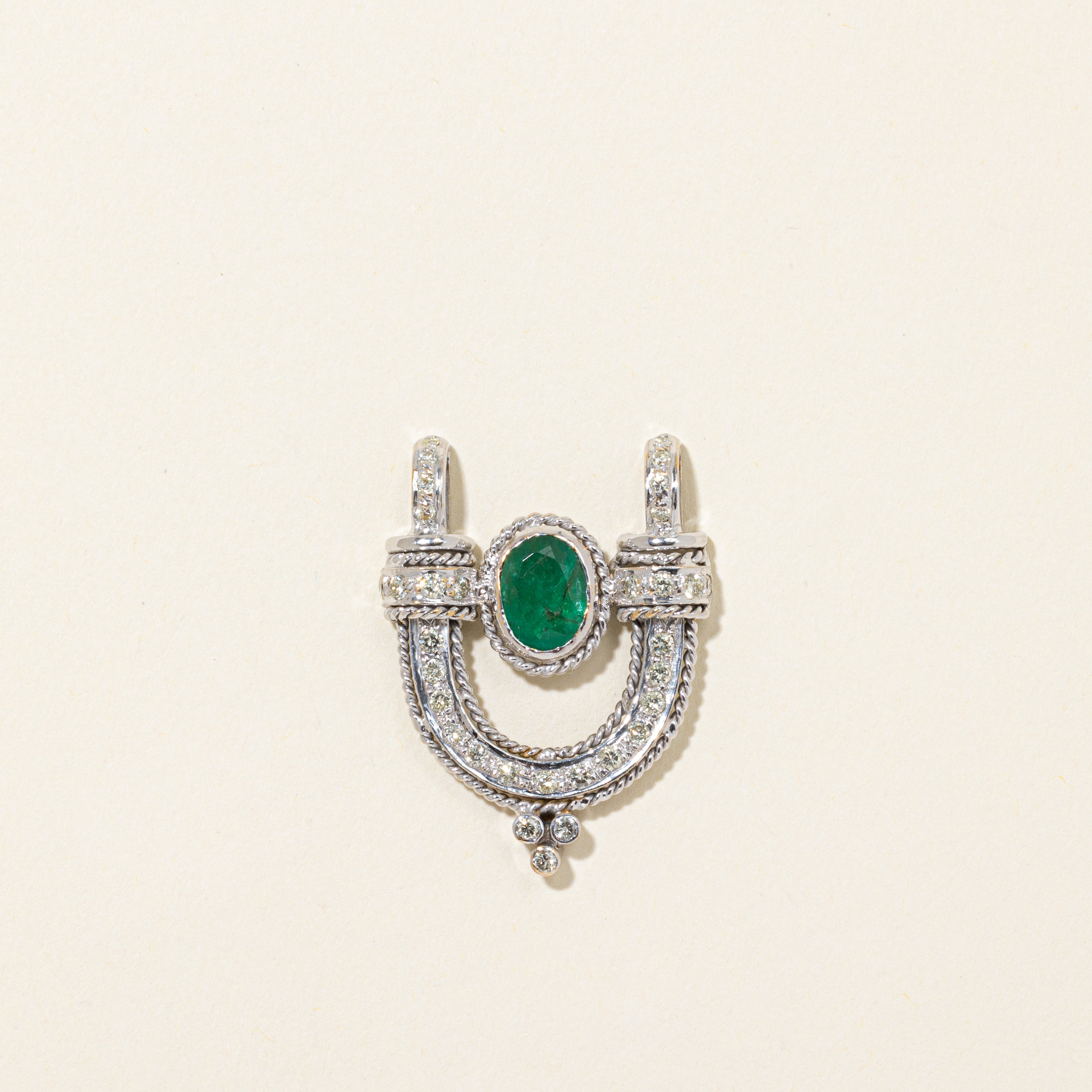 Emerald & Diamond Horseshoe Pendant | 1.10ct | 0.56ctw