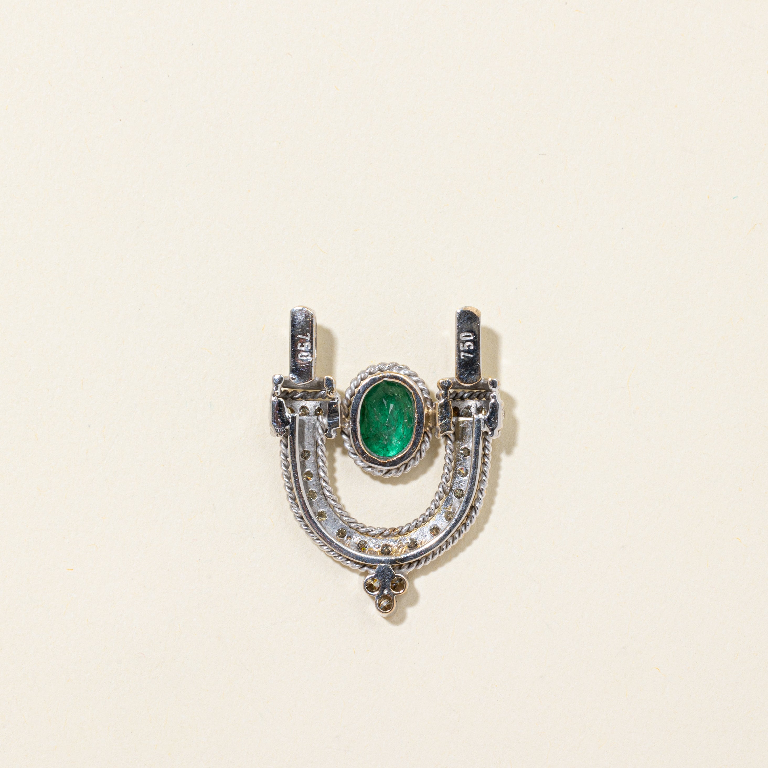 Emerald & Diamond Horseshoe Pendant | 1.10ct | 0.56ctw