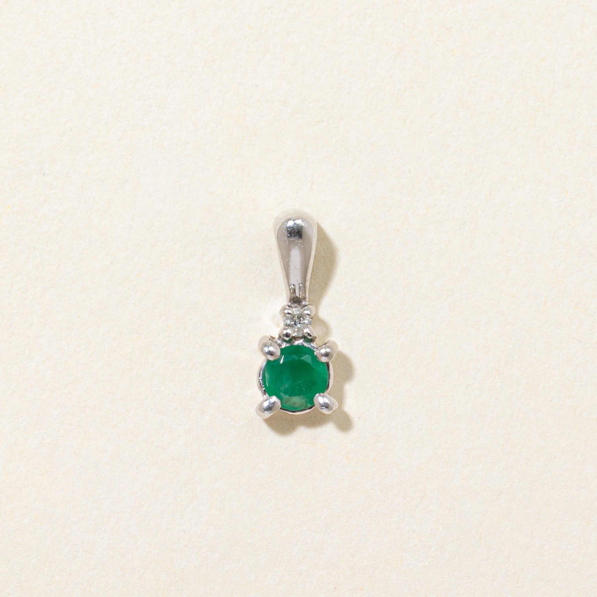 Emerald & Diamond Pendant | 0.12ct, 0.01ct
