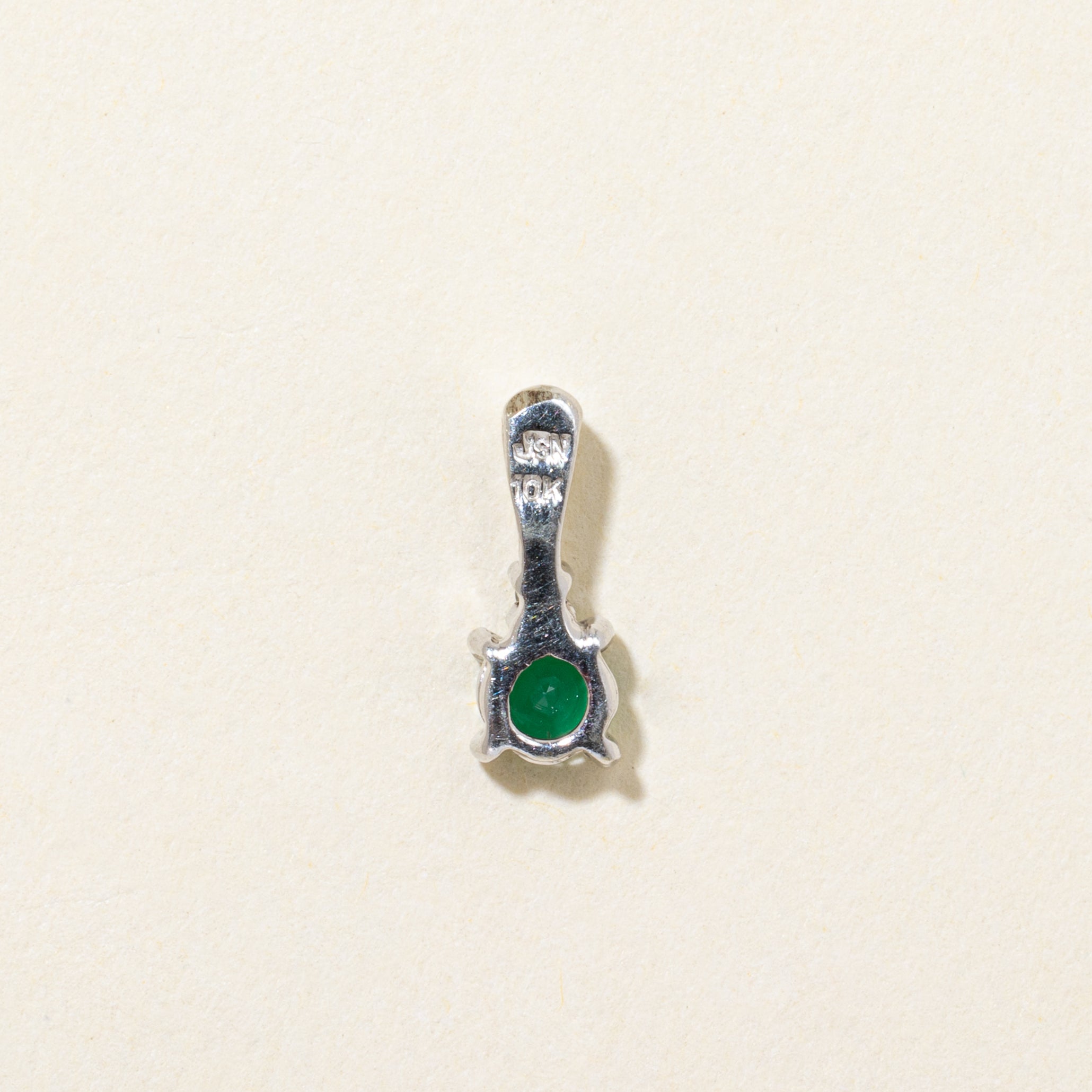 Emerald & Diamond Pendant | 0.12ct, 0.01ct