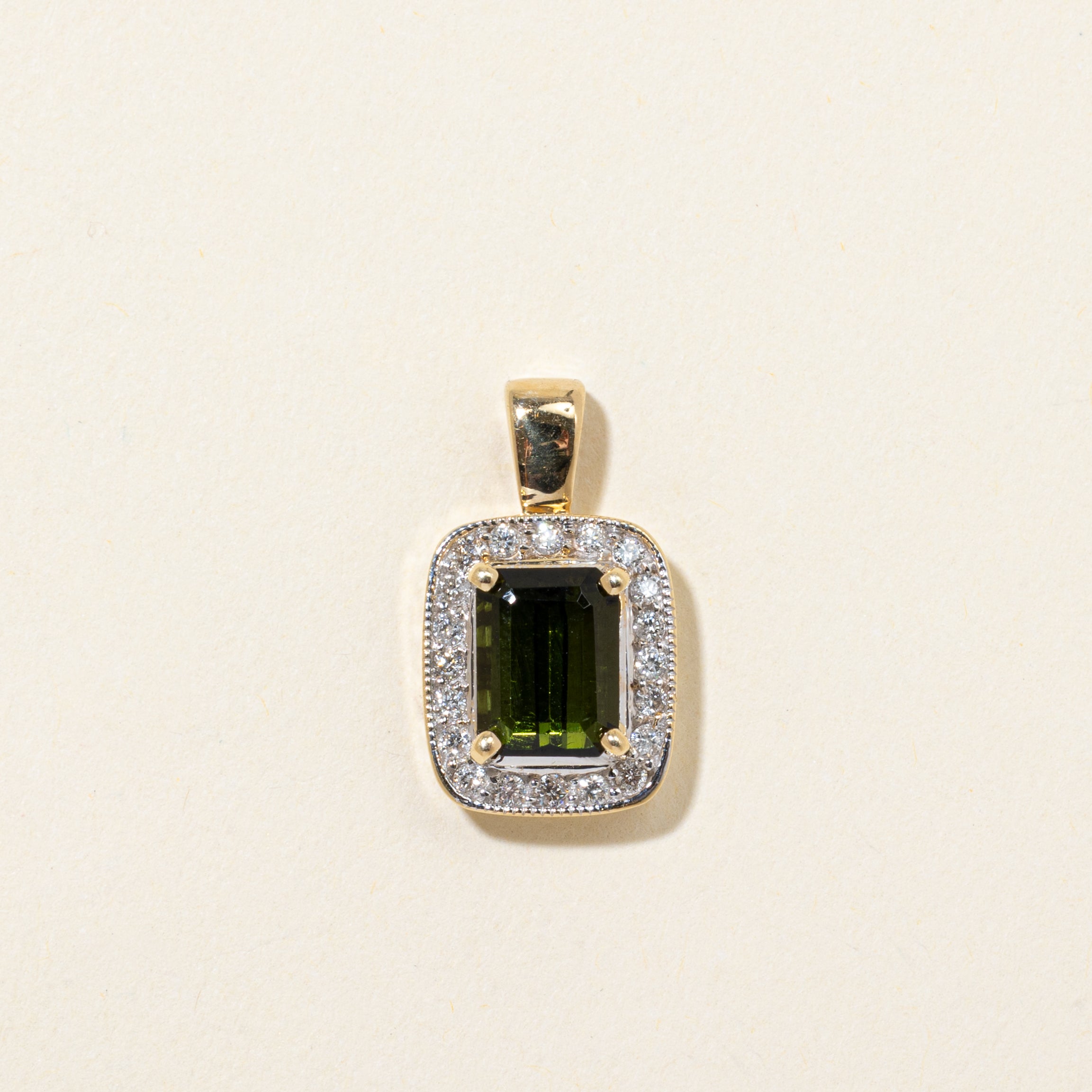 Tourmaline & Diamond Halo Pendant | 2.14ct, 0.20ctw