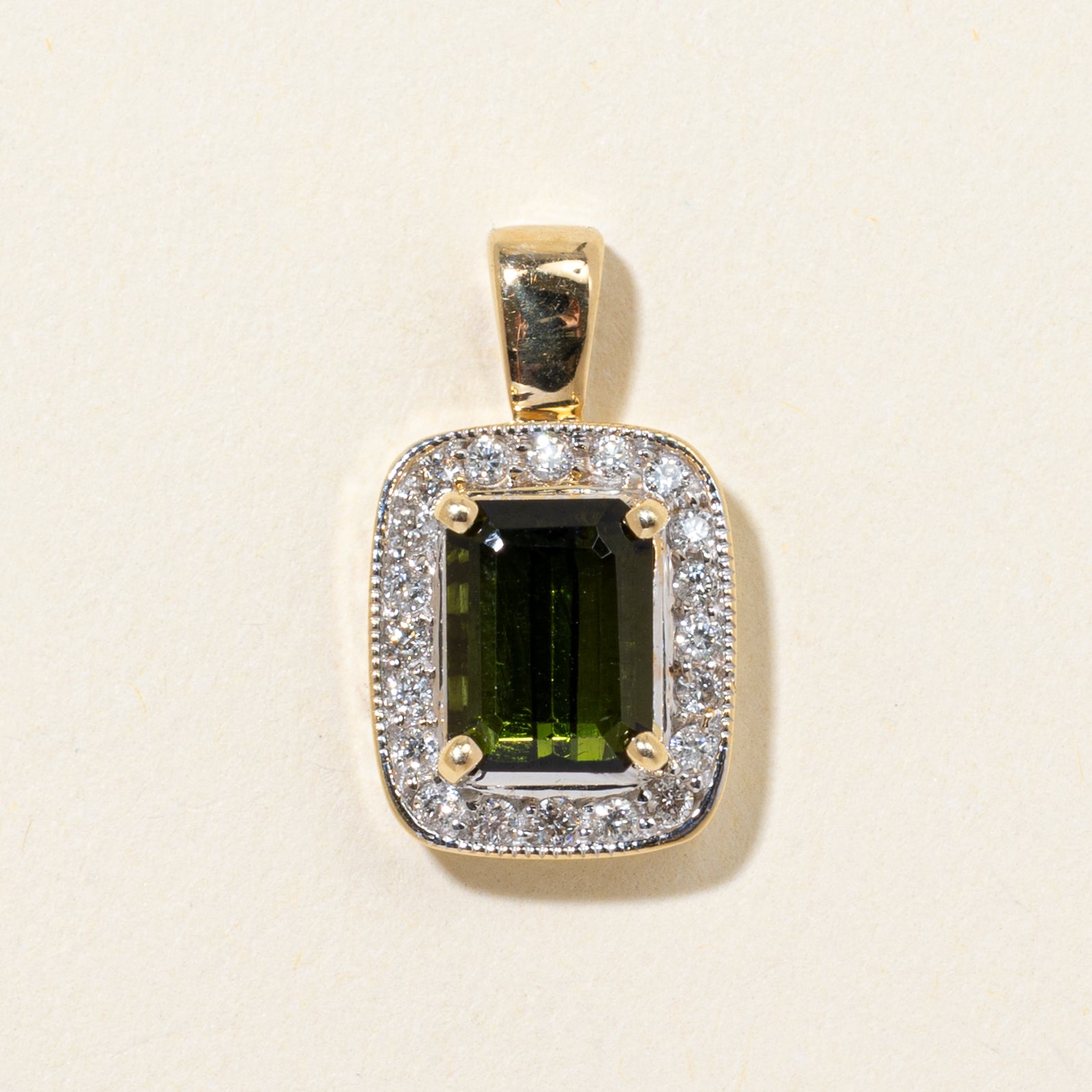 Tourmaline & Diamond Halo Pendant | 2.14ct, 0.20ctw