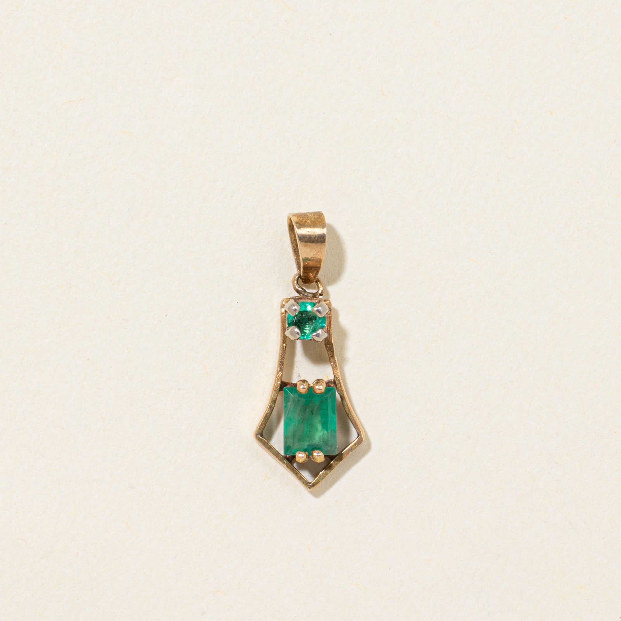 Two Stone Emerald Pendant | 0.45ctw