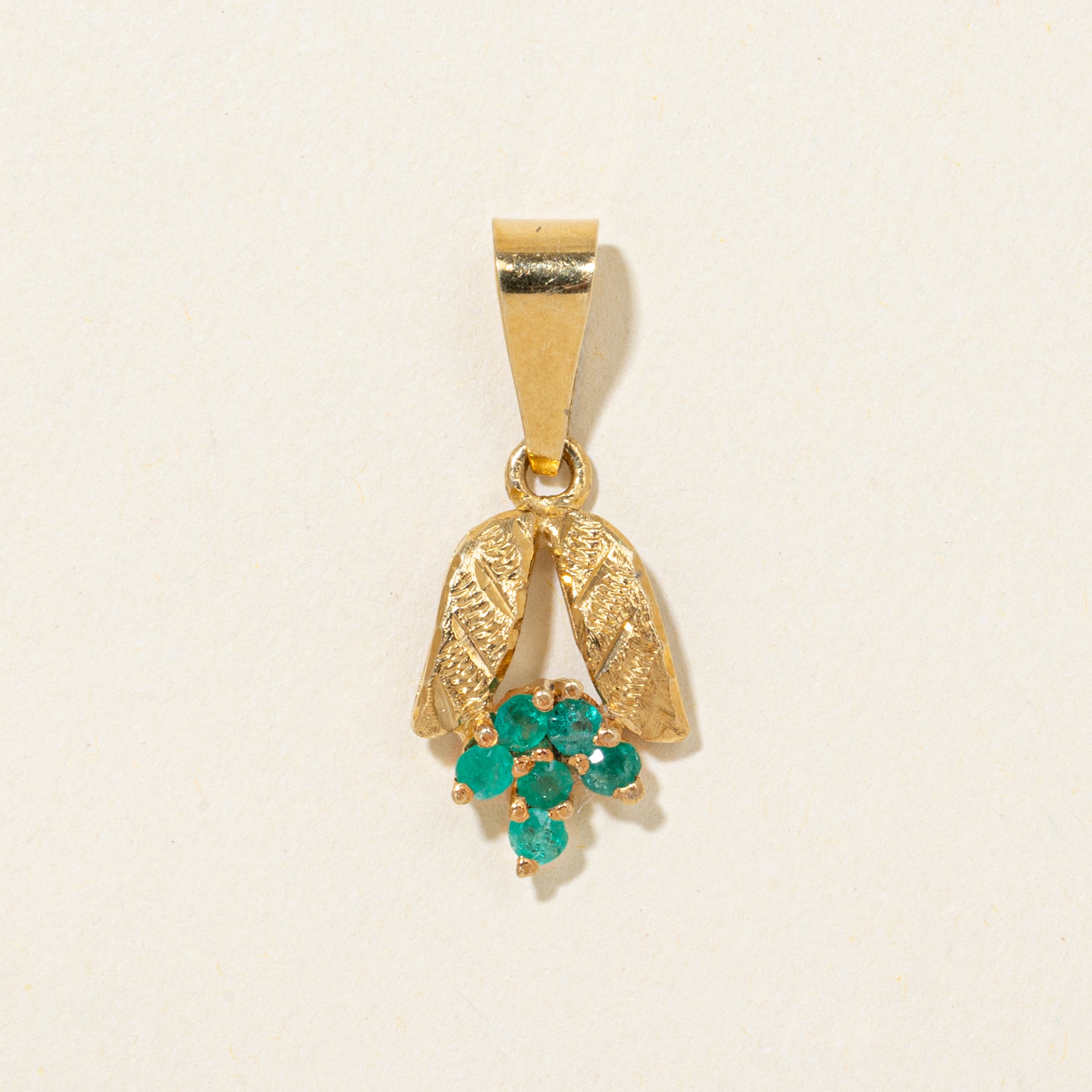 Emerald Textured Floral Pendant | 0.20ctw