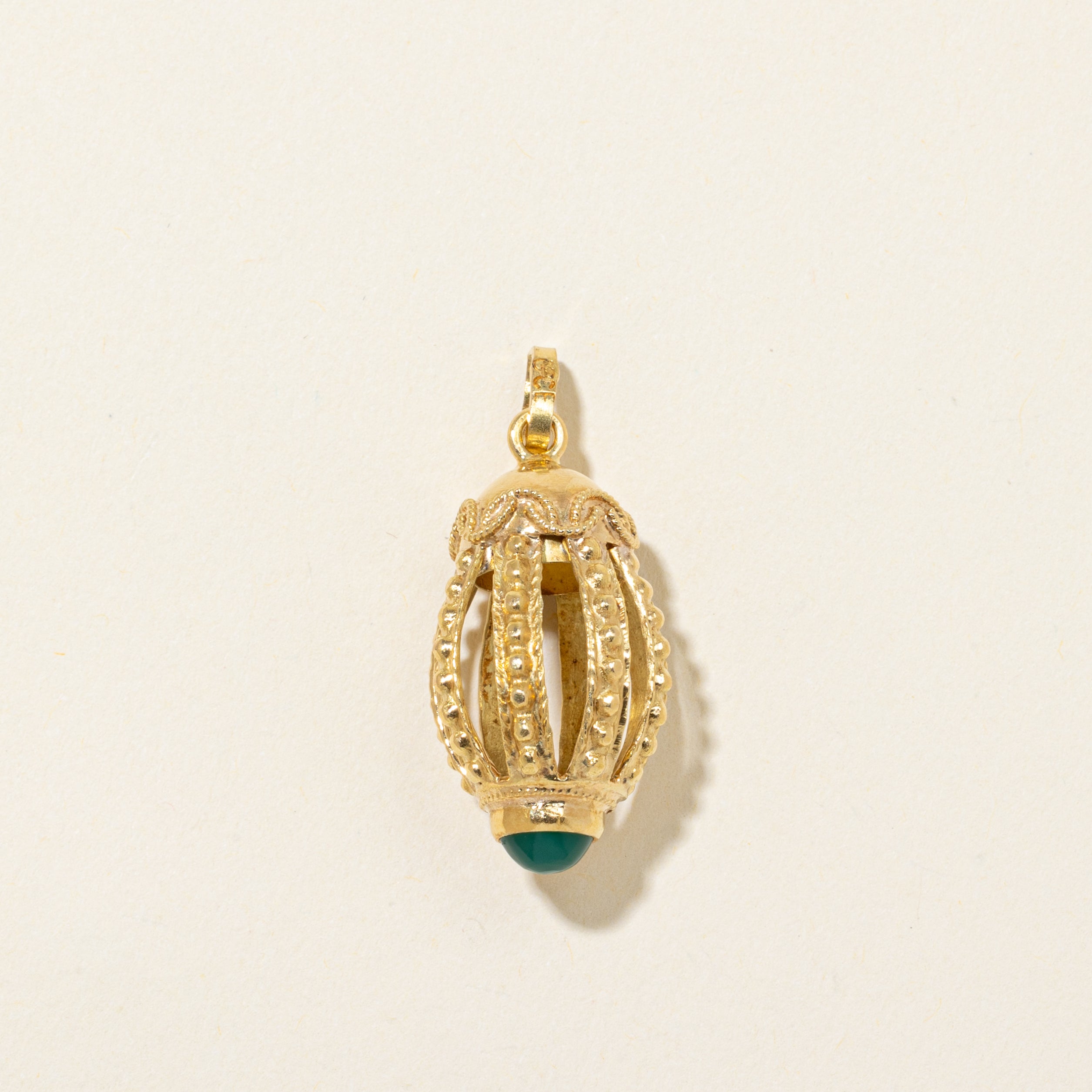 Green Onyx Hollow Egg Shaped Pendant | 0.84ct