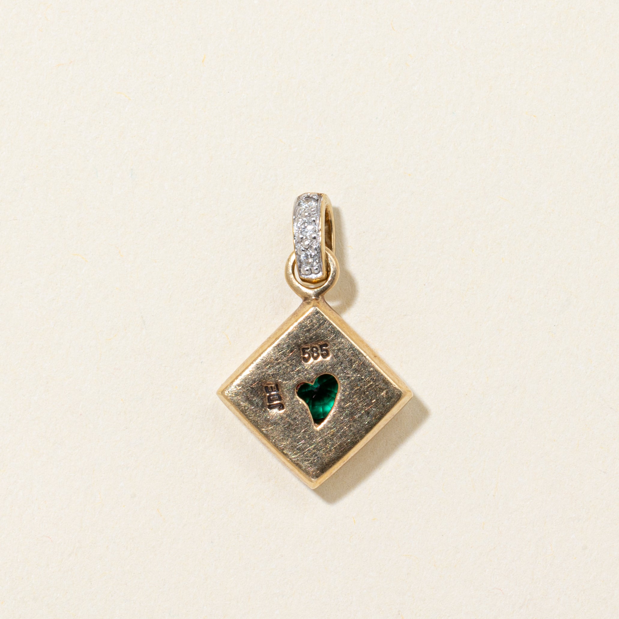 Synthetic Emerald & Diamond Pendant | 0.50ct, 0.03ctw