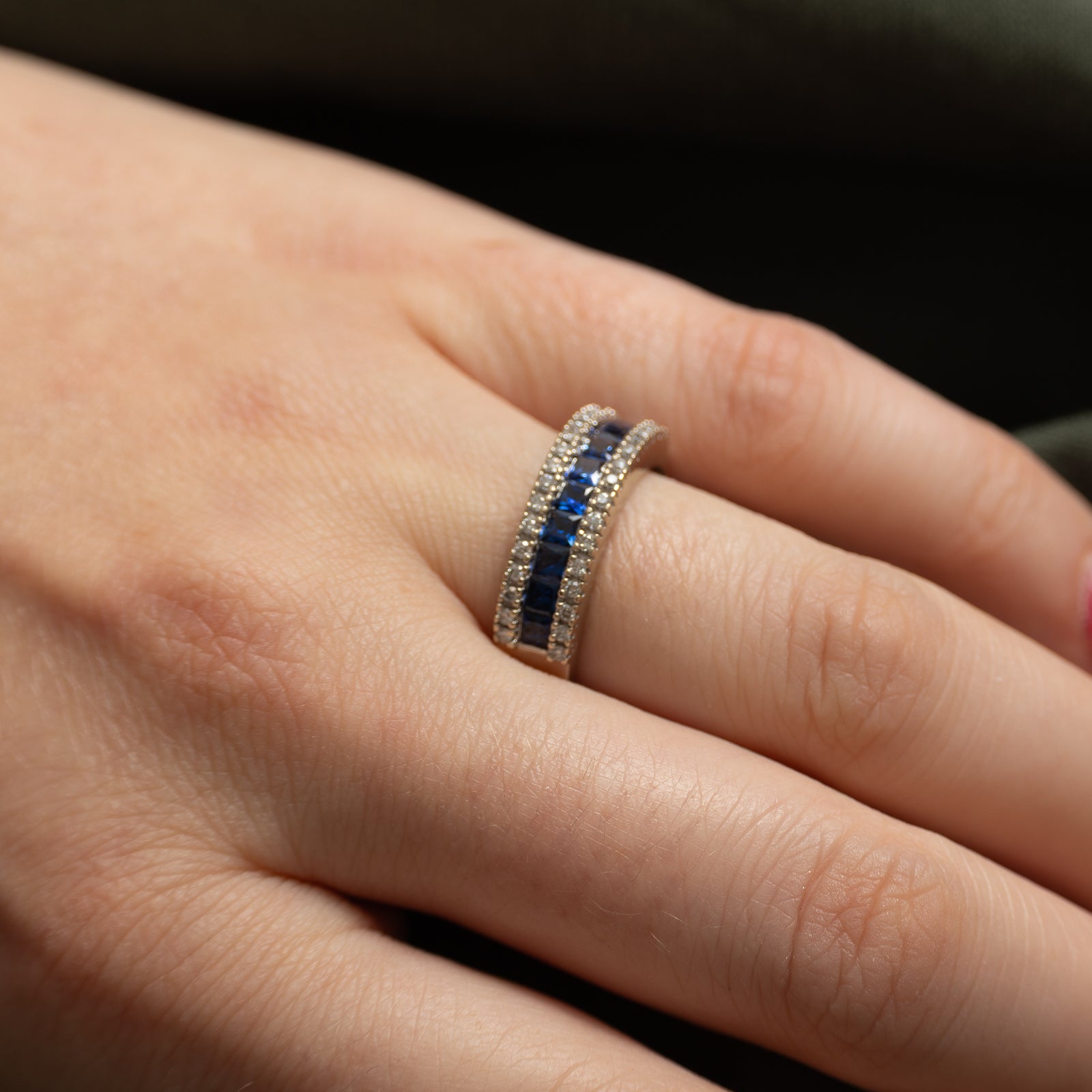 Multi Row Sapphire & Diamond Ring | 1.00ctw, 0.24ctw | SZ 6.75