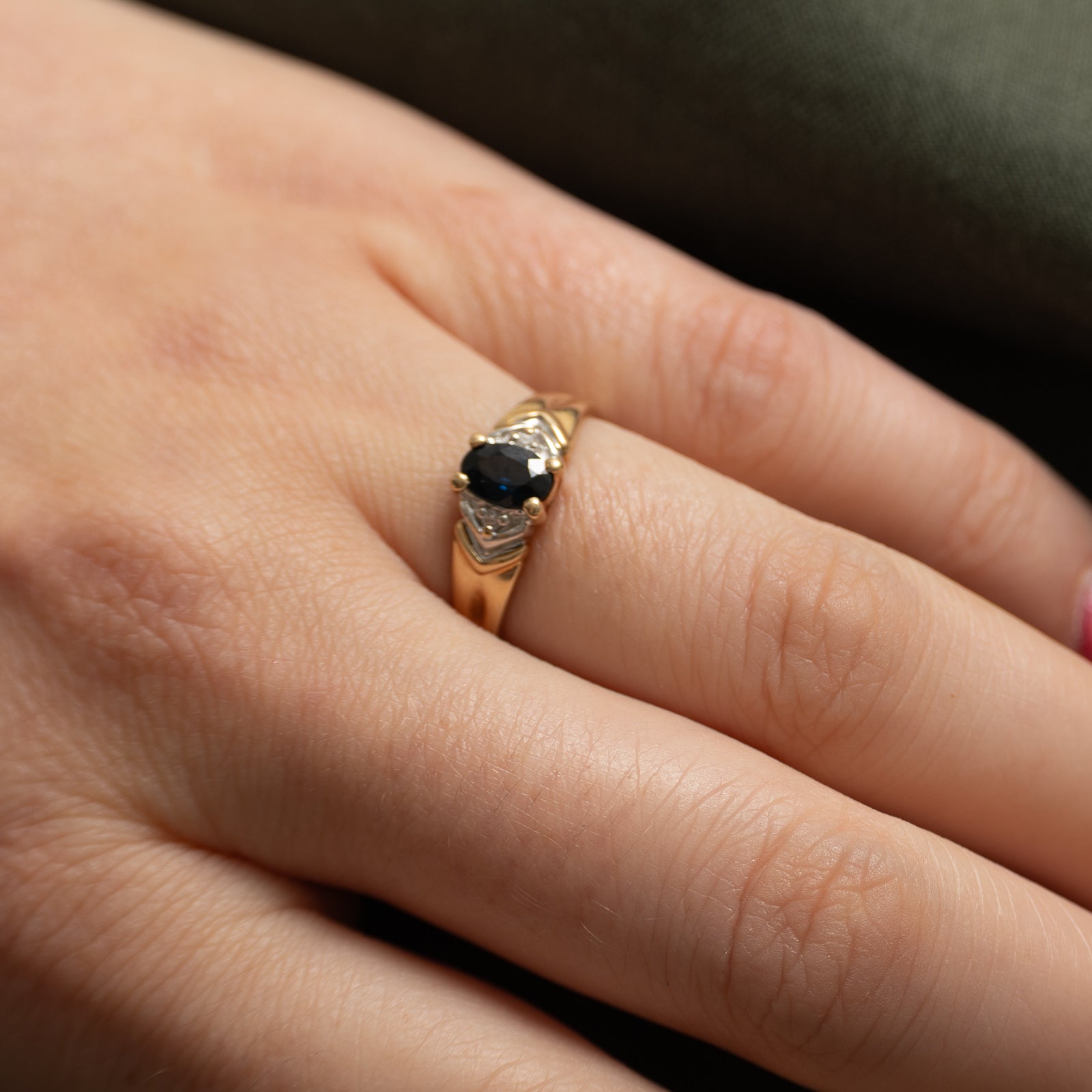 Oval Cut Sapphire & Diamond Ring | 0.50ct, 0.02ctw | SZ 6.5