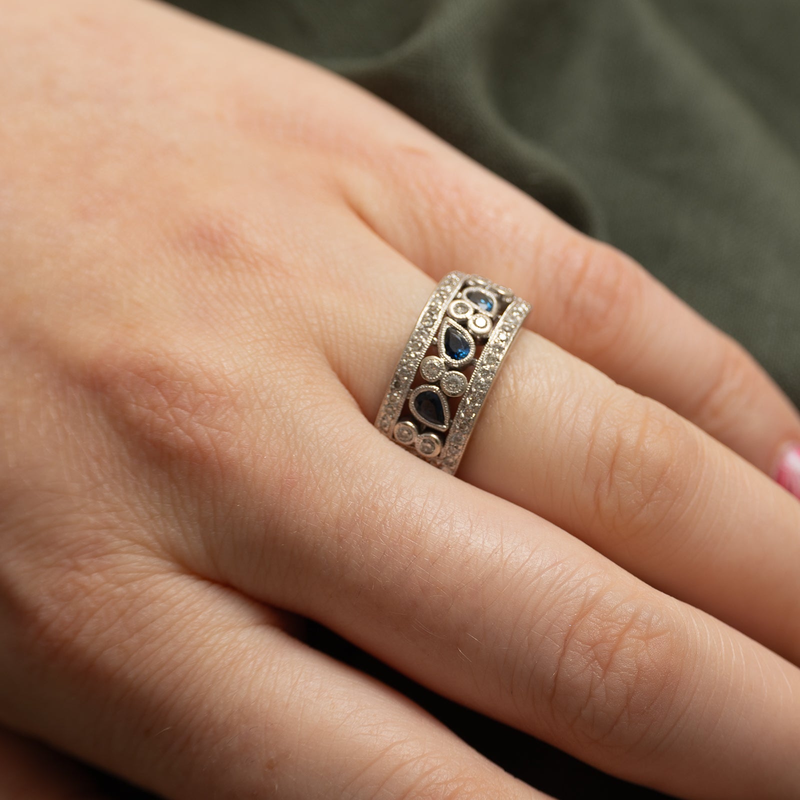 Diamond & Sapphire Ornate Ring | 0.53ctw, 0.33ctw | SZ 5.75