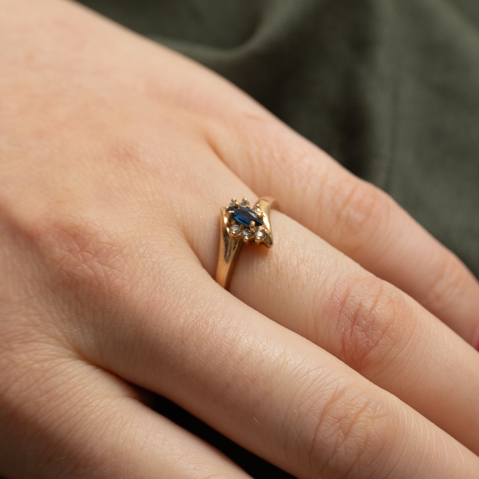 Sapphire & Diamond Bypass Petal Ring | 0.16ct, 0.09ctw | SZ 6.25